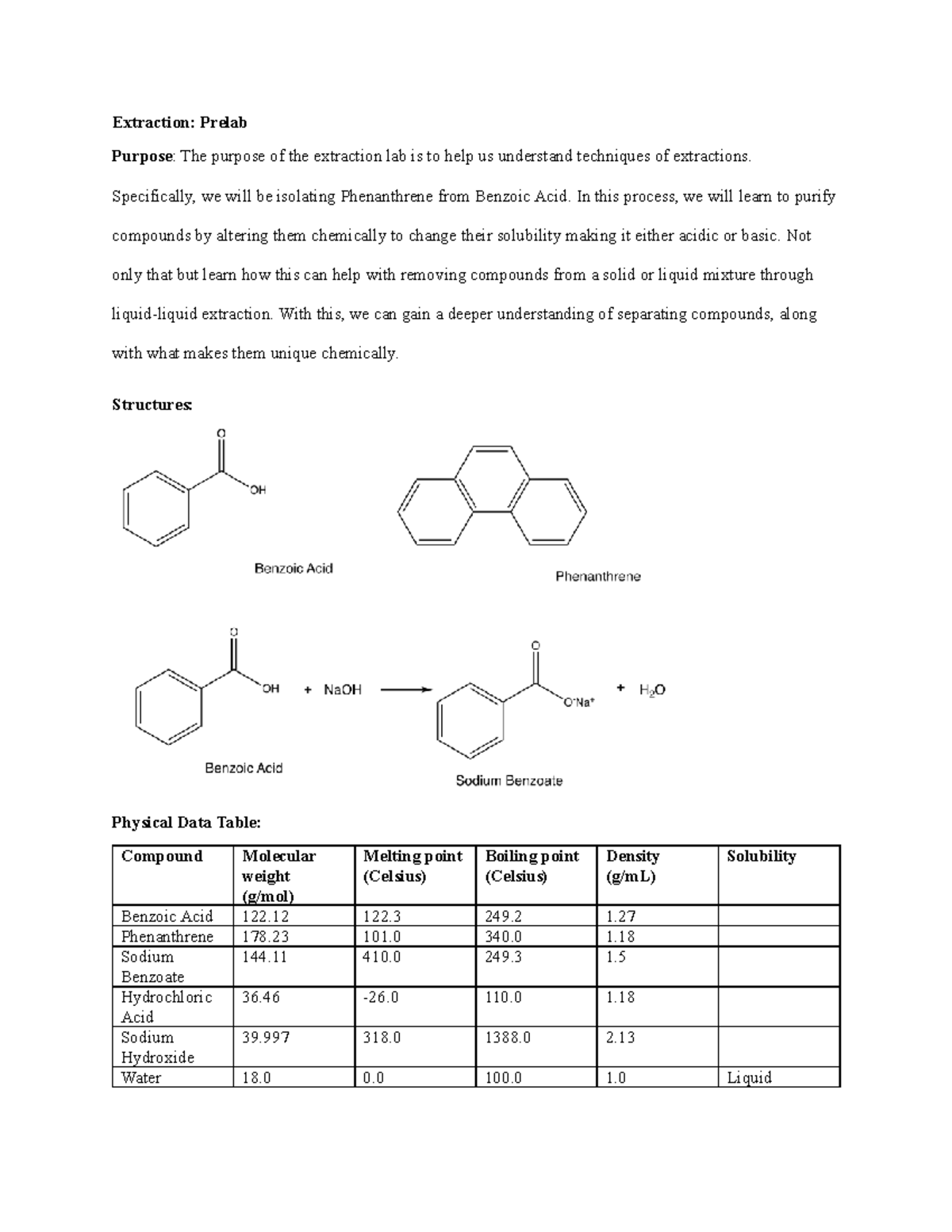 Extraction pre lab pre lab Extraction Prelab Purpose The purpose