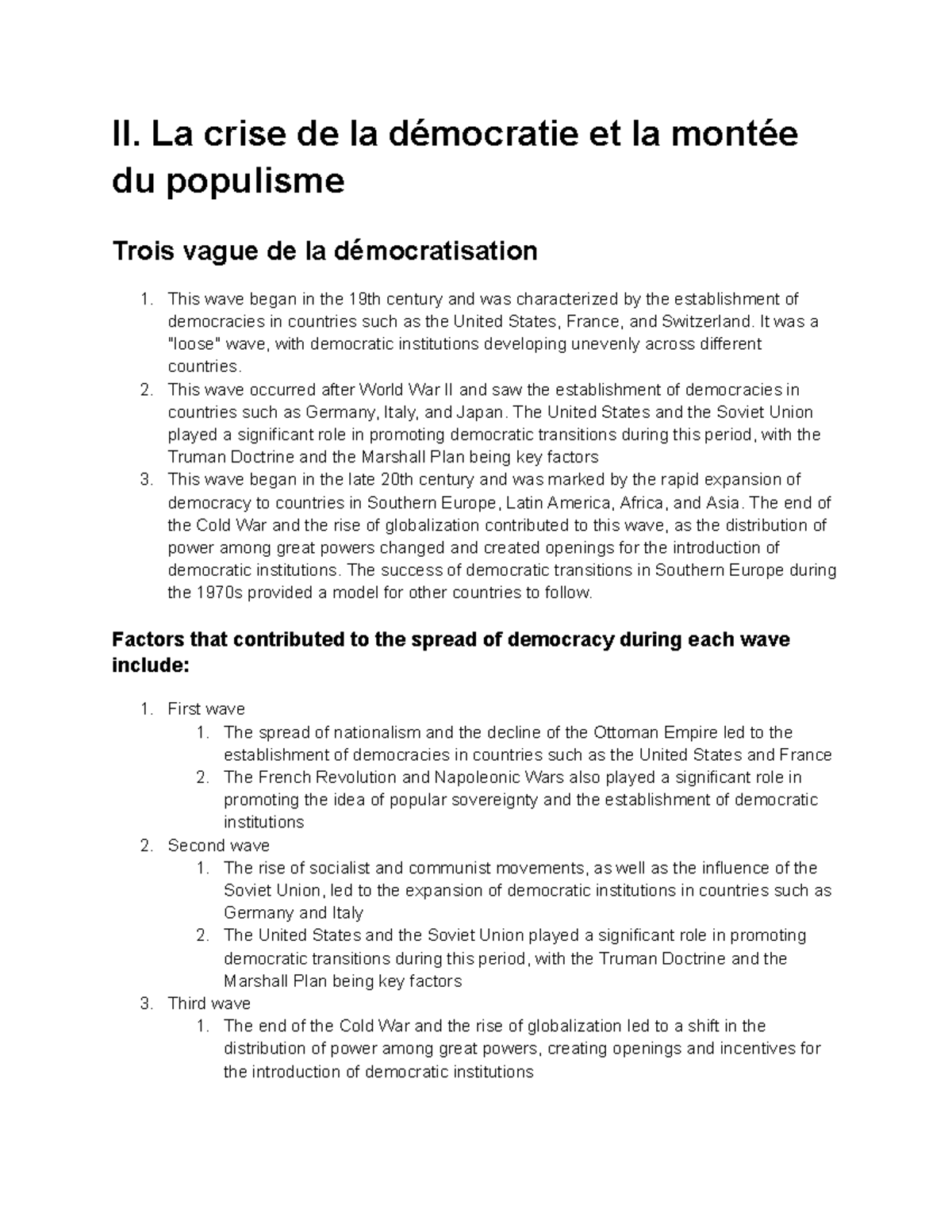 La crise de la démocratie et la montée du populisme - II. La crise de ...