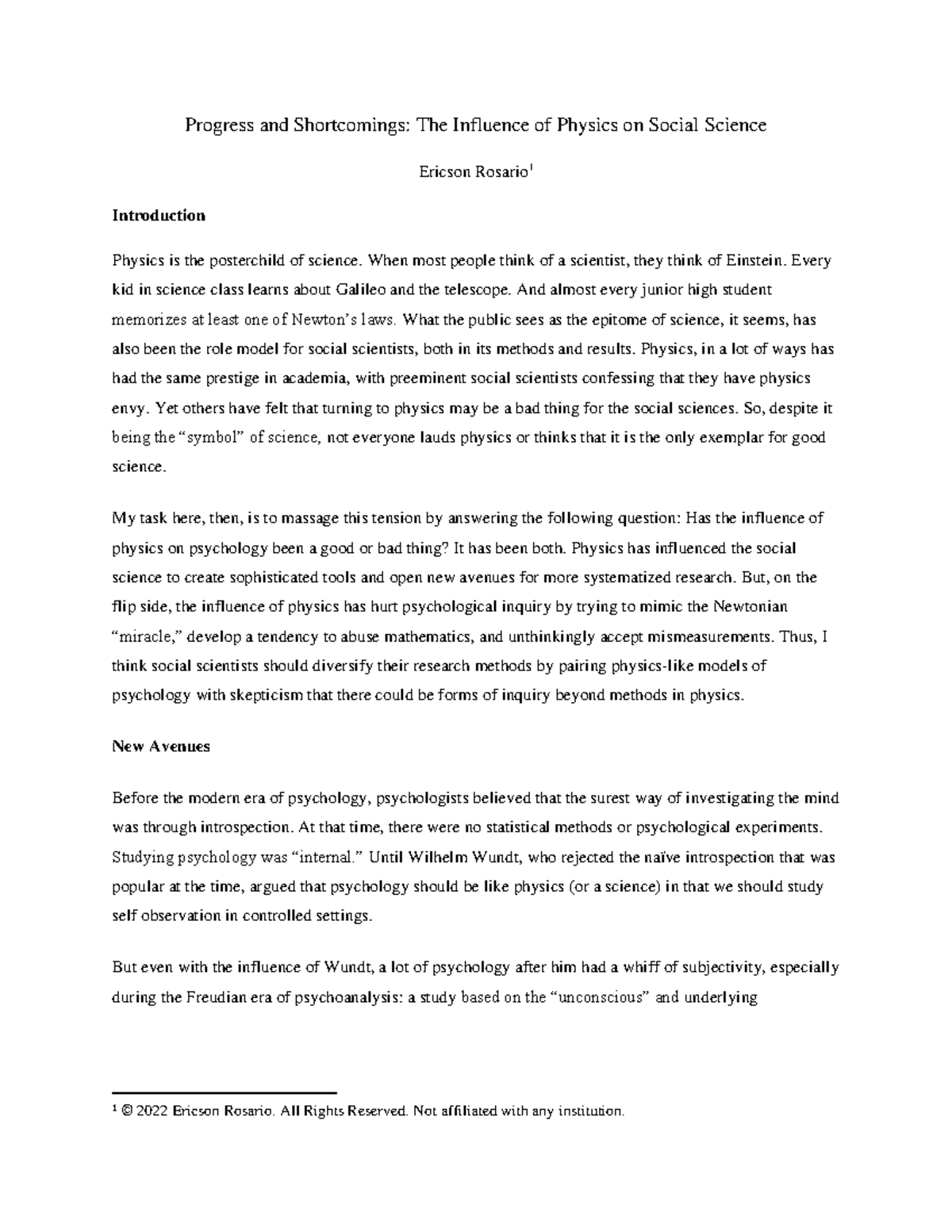 Progress and Shortcomings The Influence - When most people think of a ...