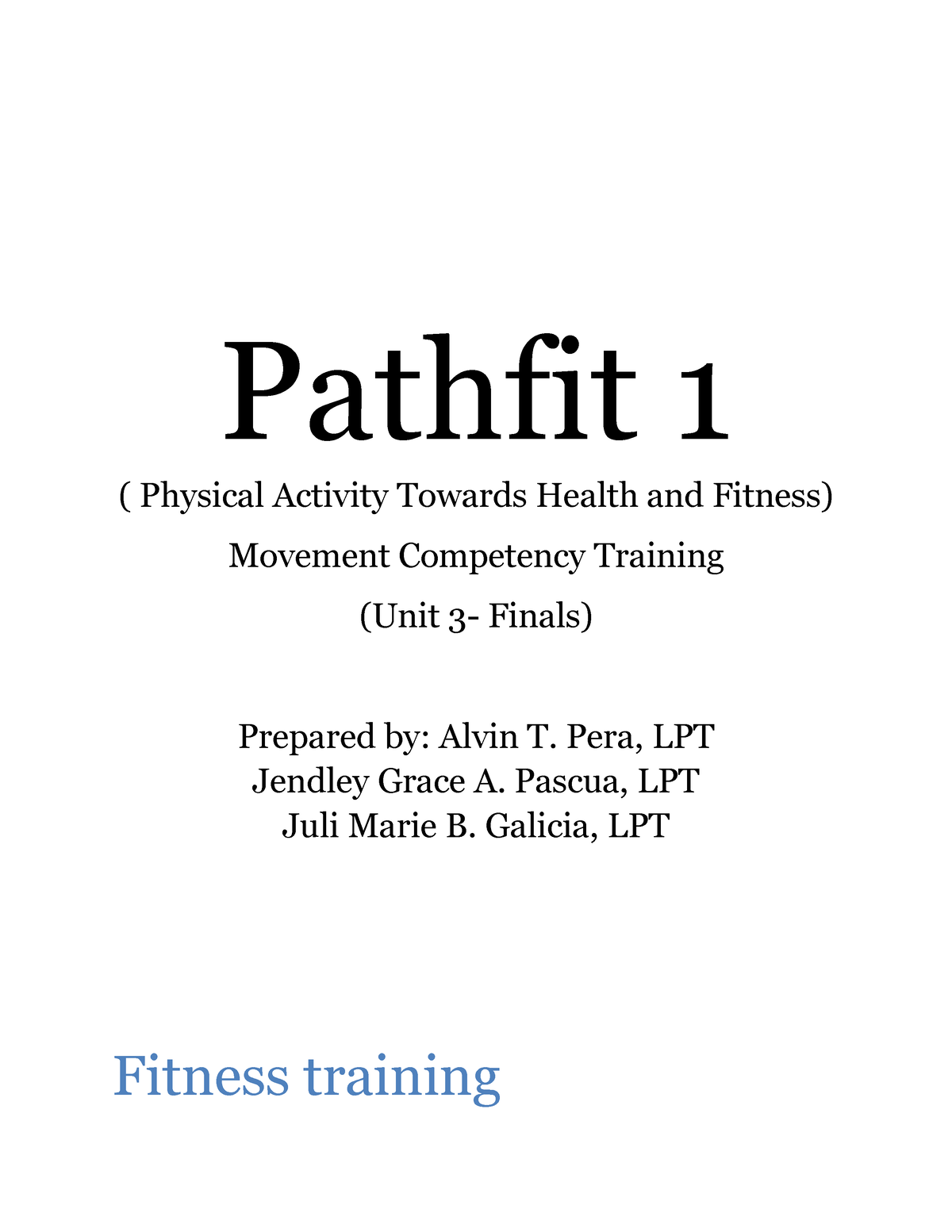 Module 3 Lecture Notes Pathfit 1 Physical Activity Towards Health And Fitness Movement 5168