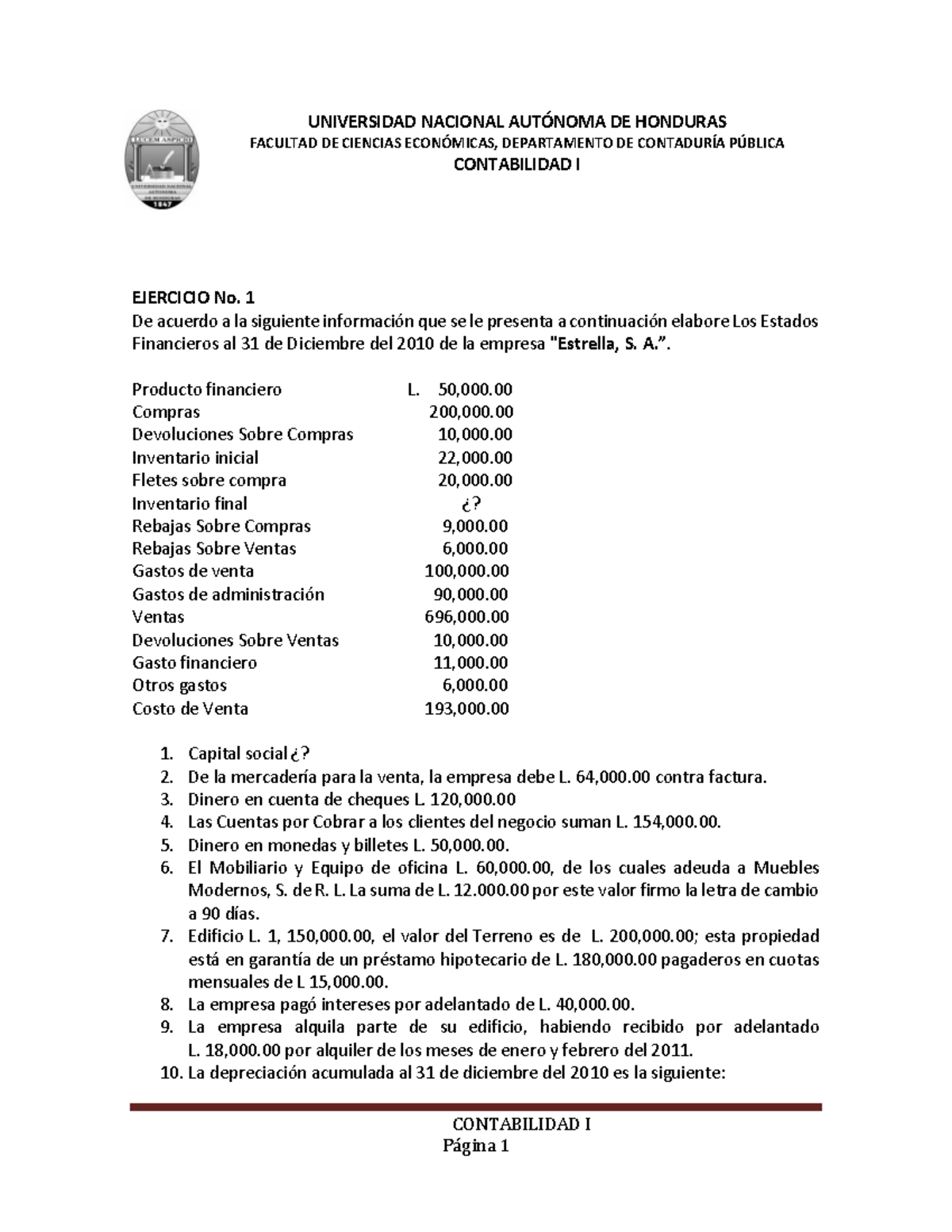 Tarea Estado De Resultado Y Balance General - CONTABILIDAD I P·gina 1 ...