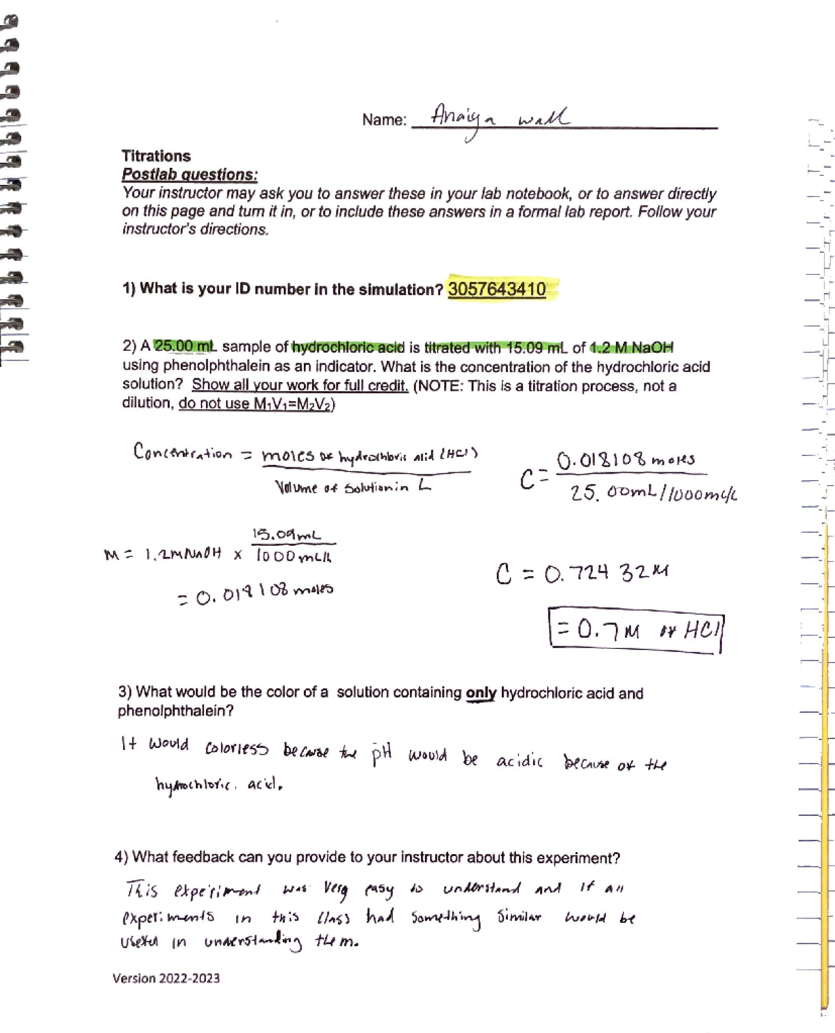 Titrations Lab 7 - CHEM 1411 - Studocu