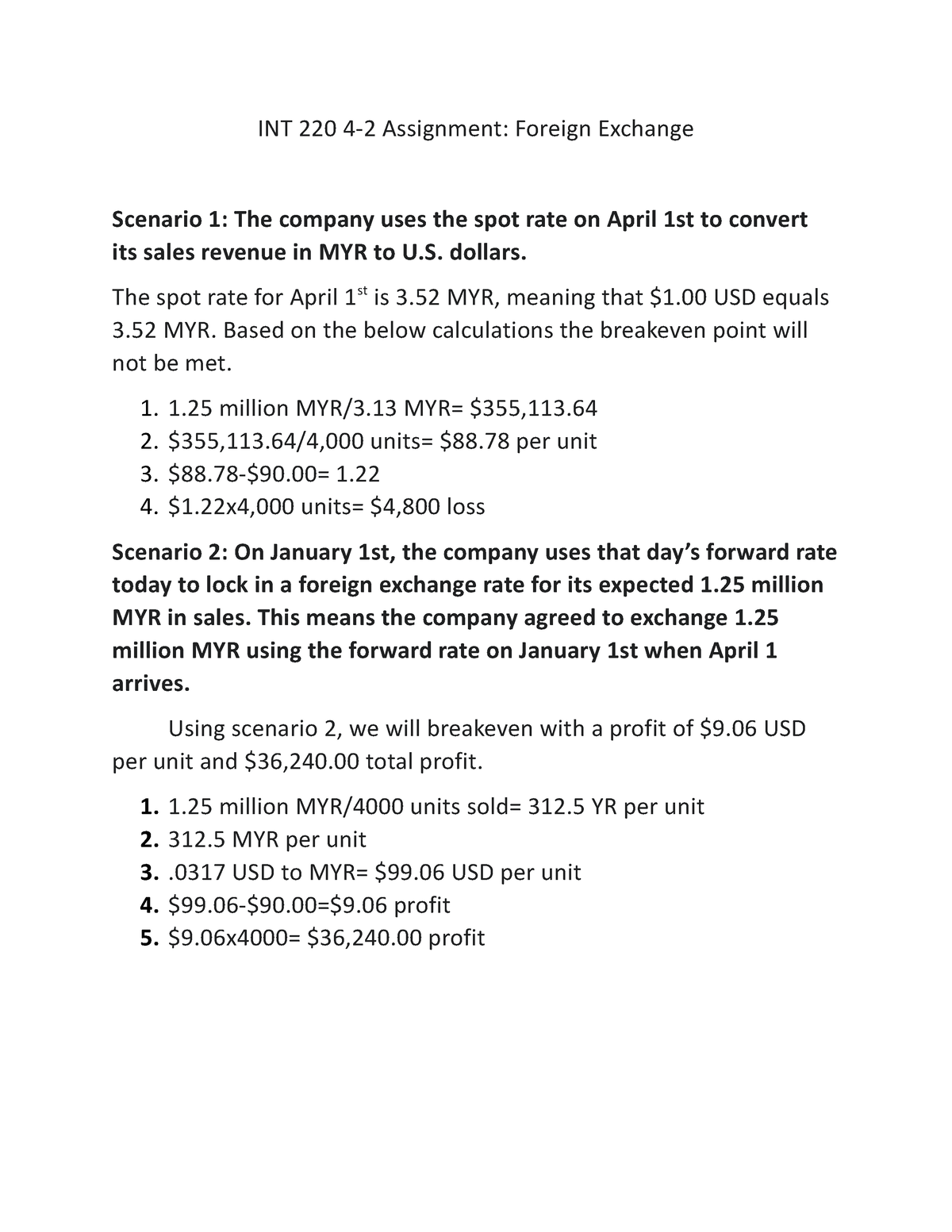 4 2 assignment foreign exchange