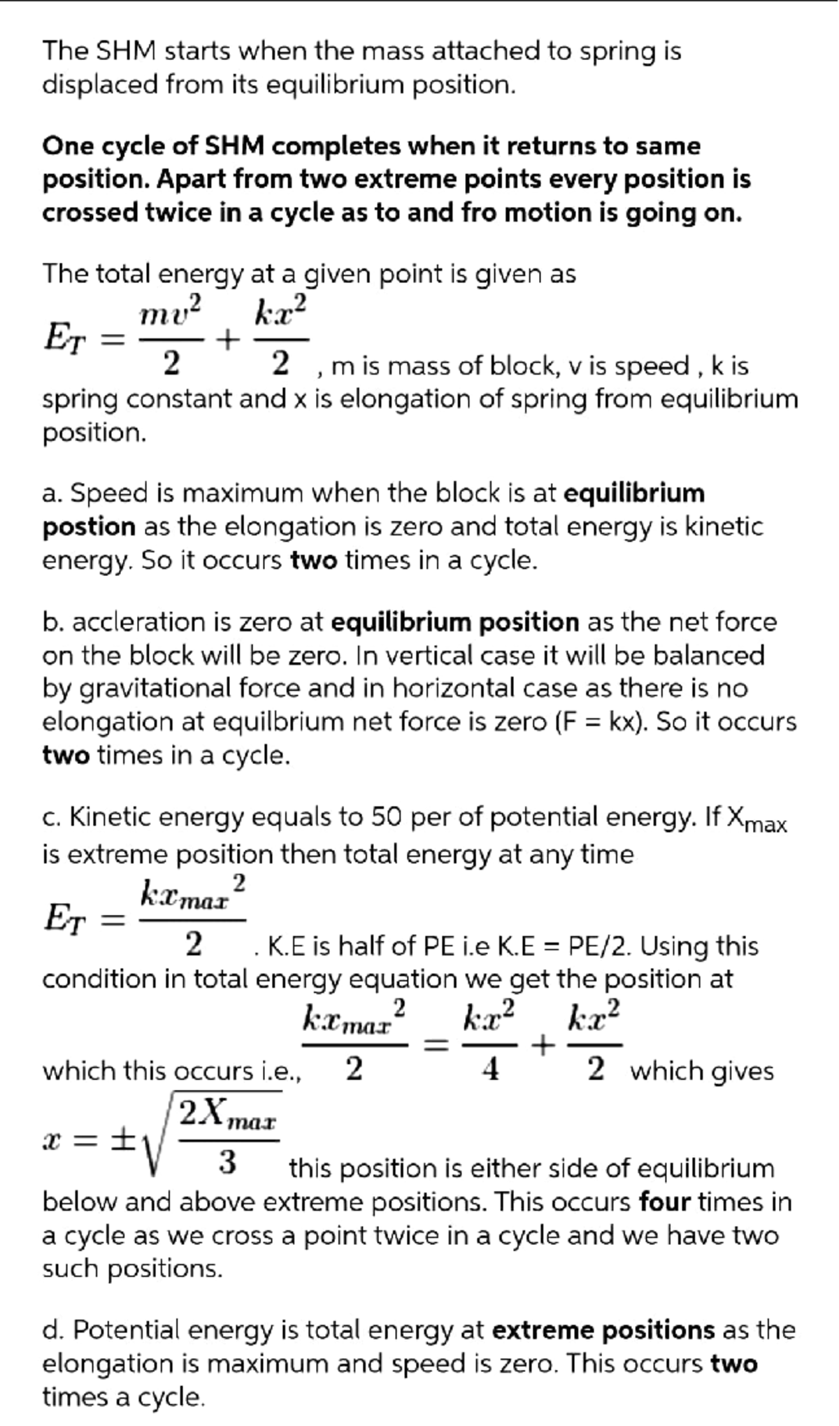 PHY2606 A1 S1 Question 2 - The SHM starts when the mass attached to ...