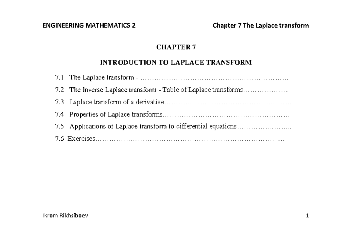 Eng Math 2 Ch 7 edited A5 - engineering maths lecture notes - CHAPTER 7 ...