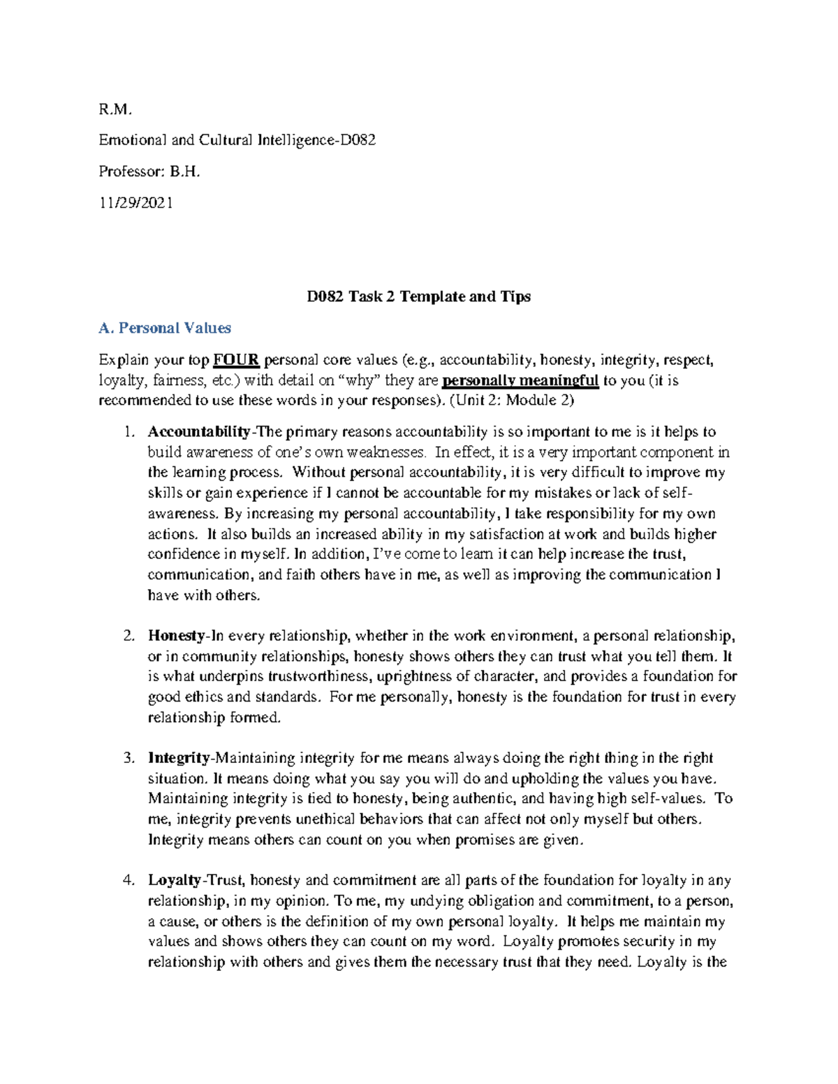 D082 Task 2 Template And Tips Complete - R. Emotional And Cultural ...