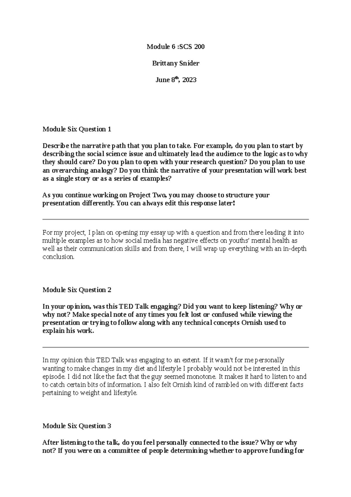 Aaaabrittany Snider SCS 200 Applied Social Sciences - Module 6 :SCS 200 ...