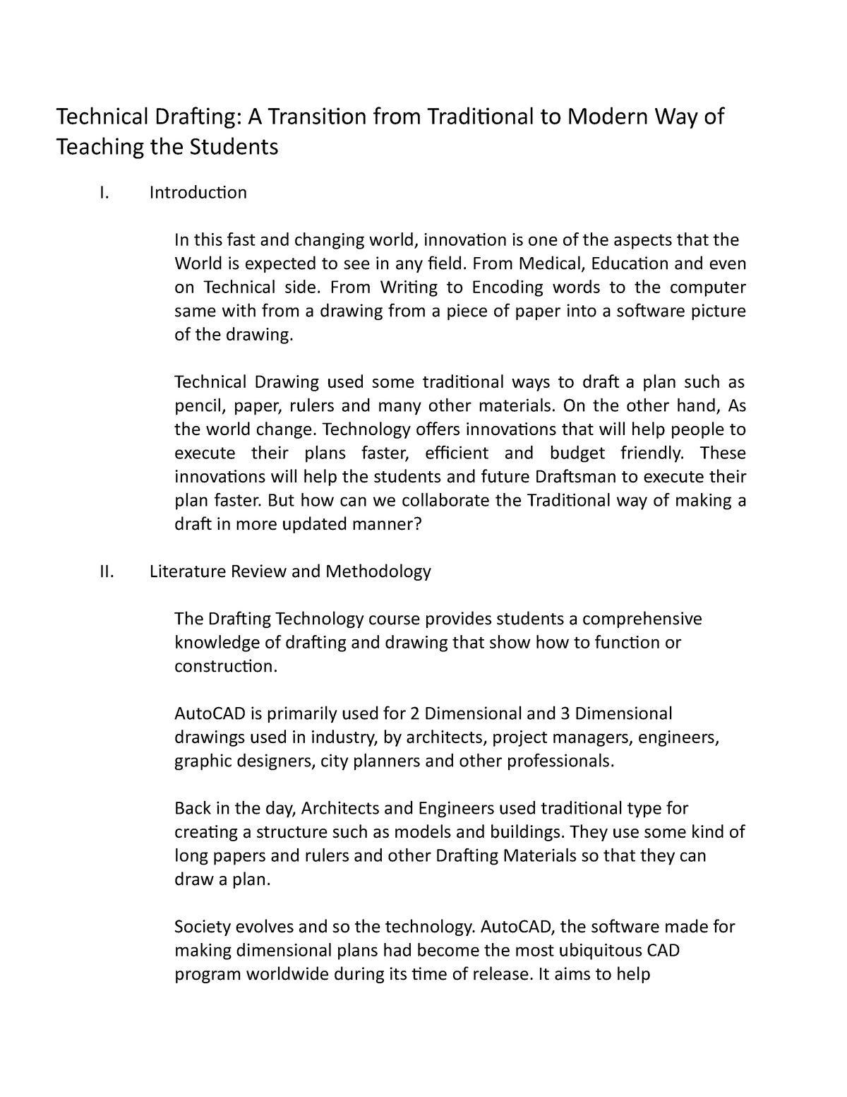 essay about technical drafting