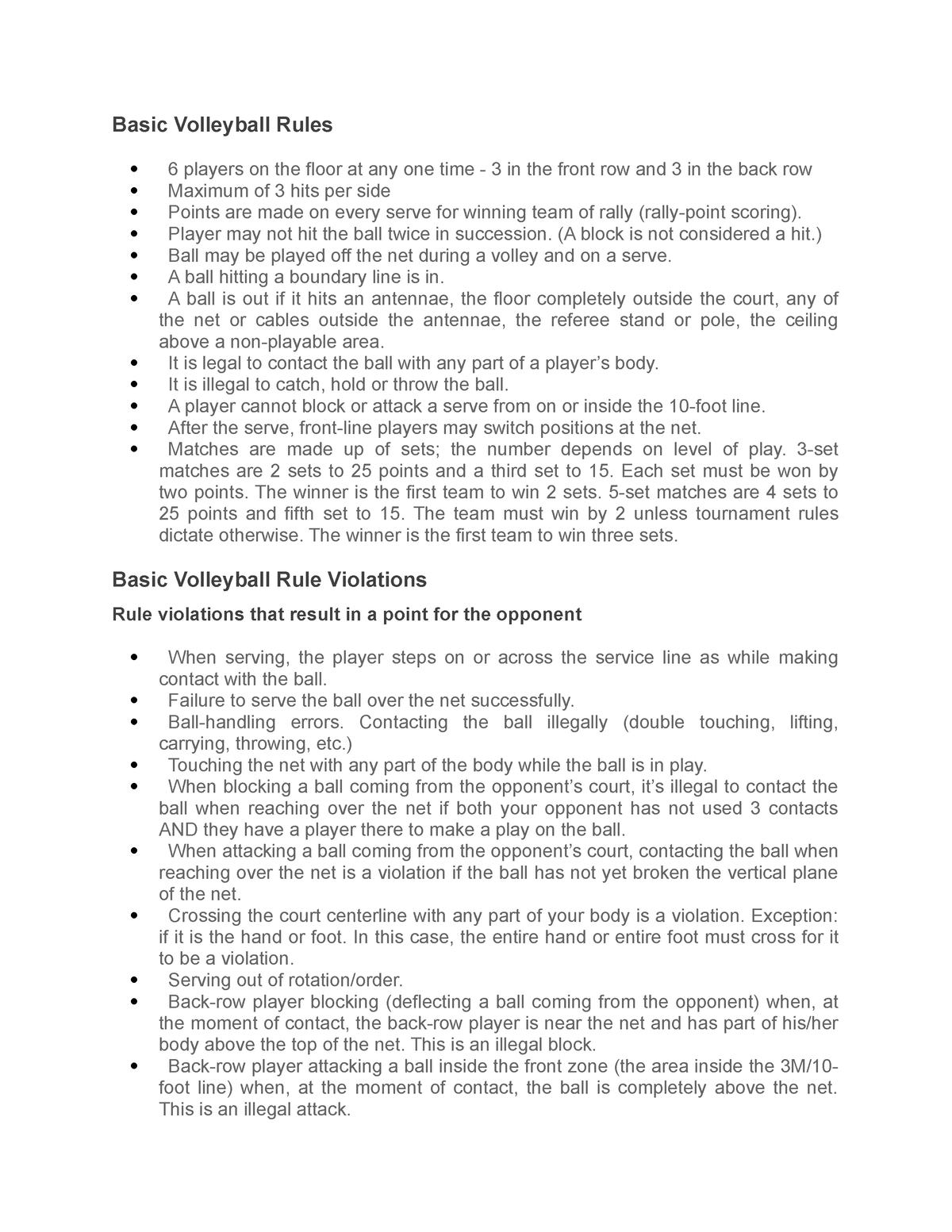 Basic Volleyball Rules - Player may not hit the ball twice in ...