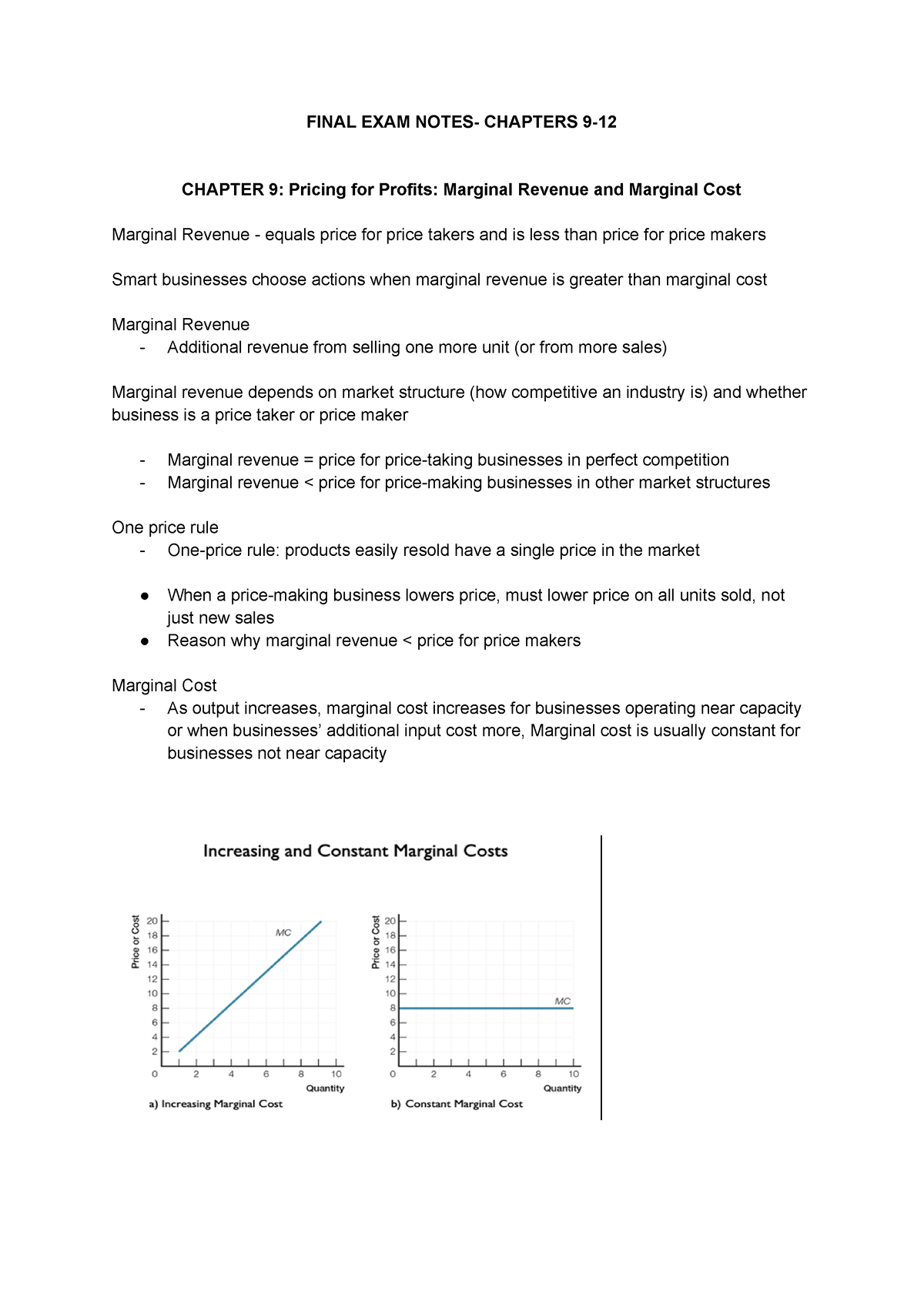 Final Exam notes - chapters 9-12 - FINAL EXAM NOTES- CHAPTERS 9 ...