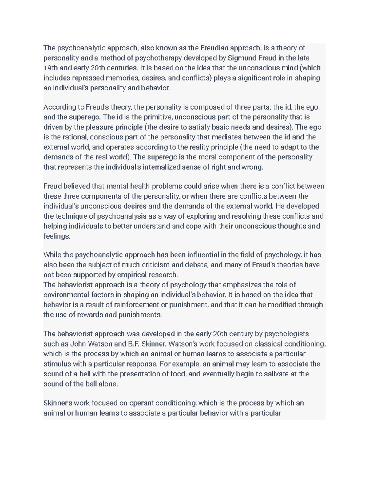 The psychoanalytic approach essay 3 - The psychoanalytic approach, also ...