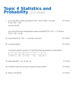 Topic 4 Statistics and Probability solutions - Topic 4 Statistics and ...