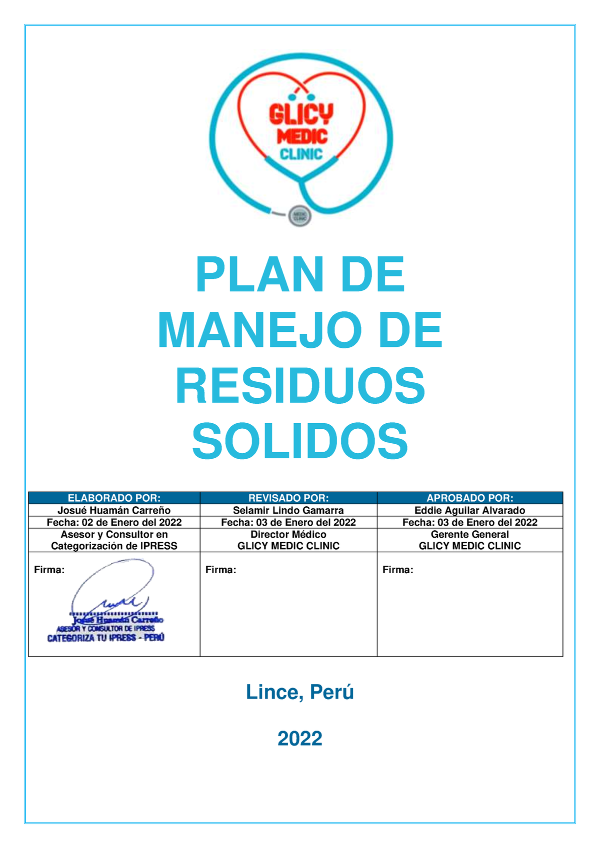 PLAN DE Manejo DE Residuos Solidos - Glicy Medic Clinic - PLAN DE ...