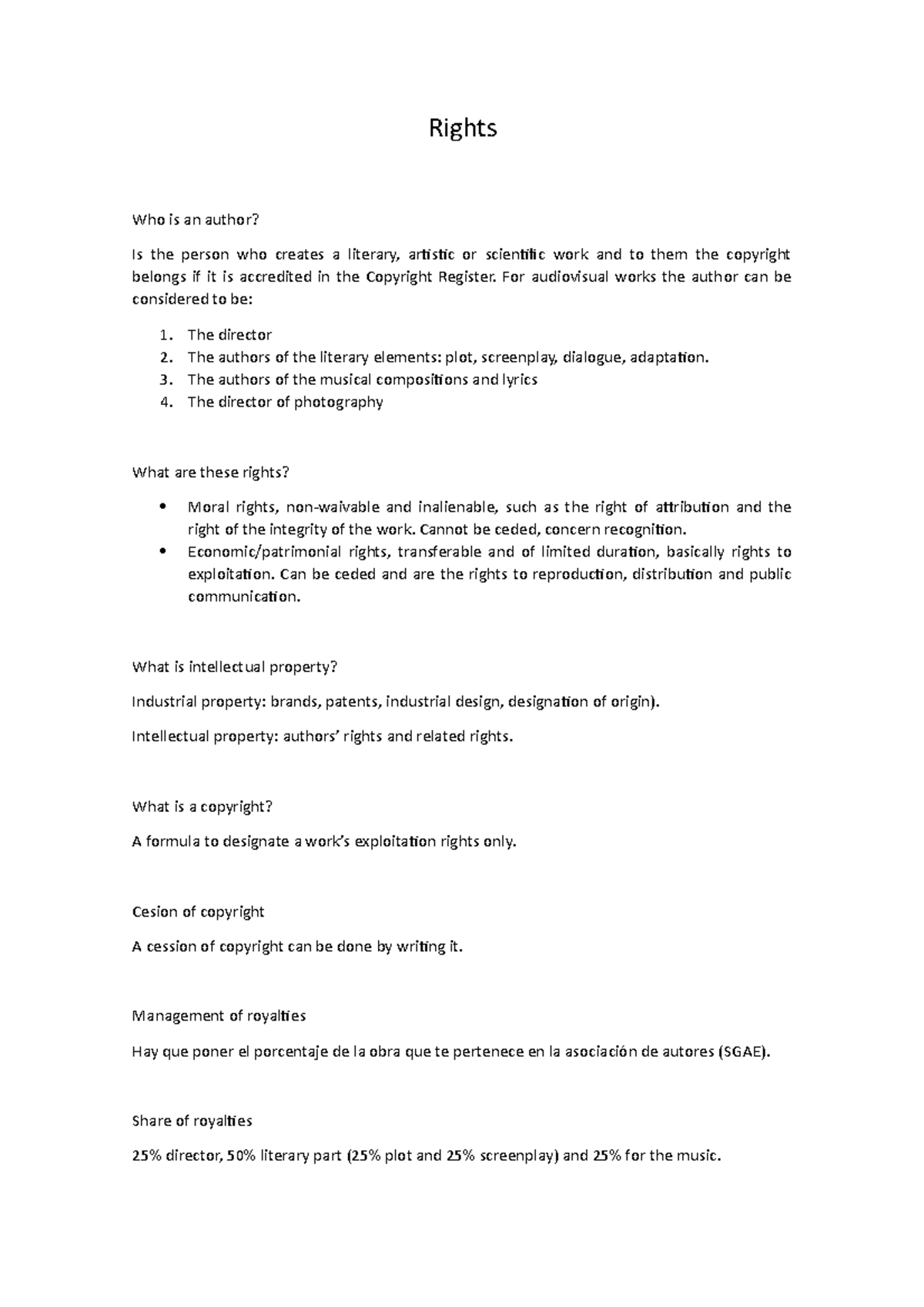 Apuntes producción - Rights Who is an author? Is the person who creates ...
