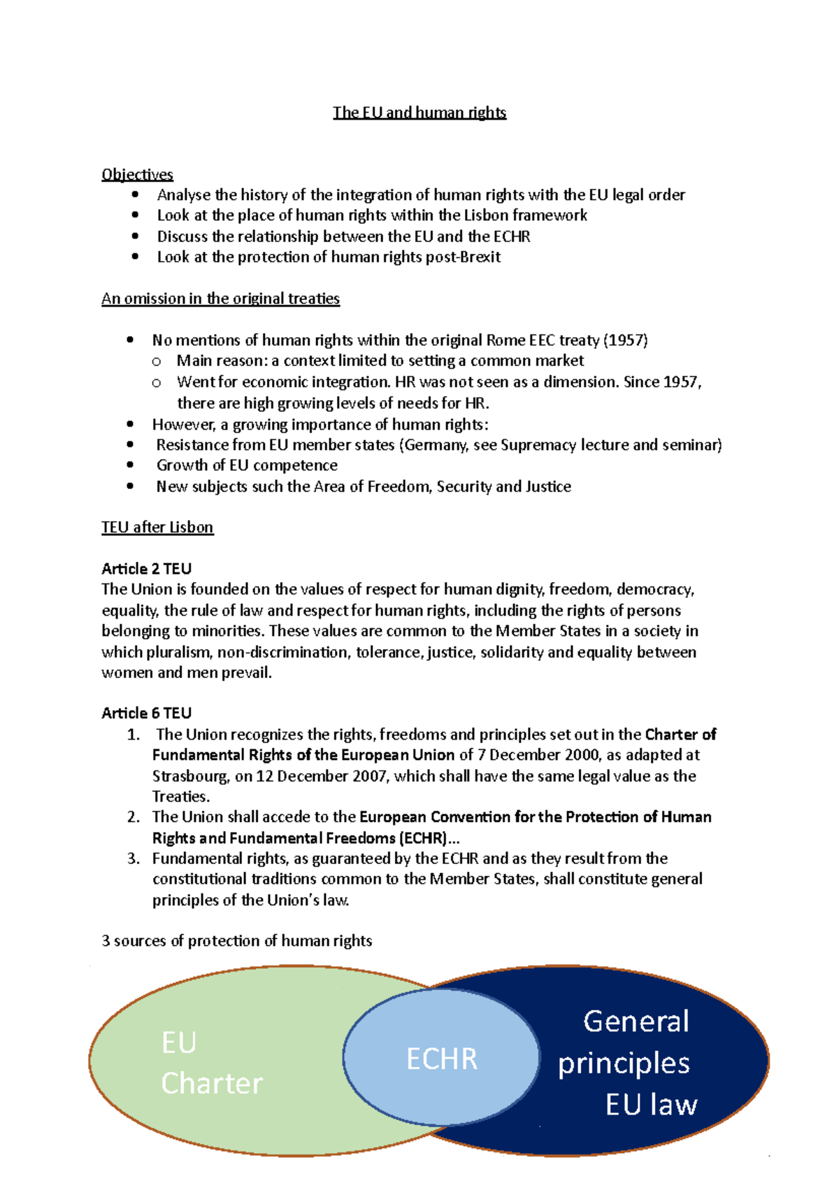 The EU and human rights - Lecture notes 9 - The EU and human rights ...