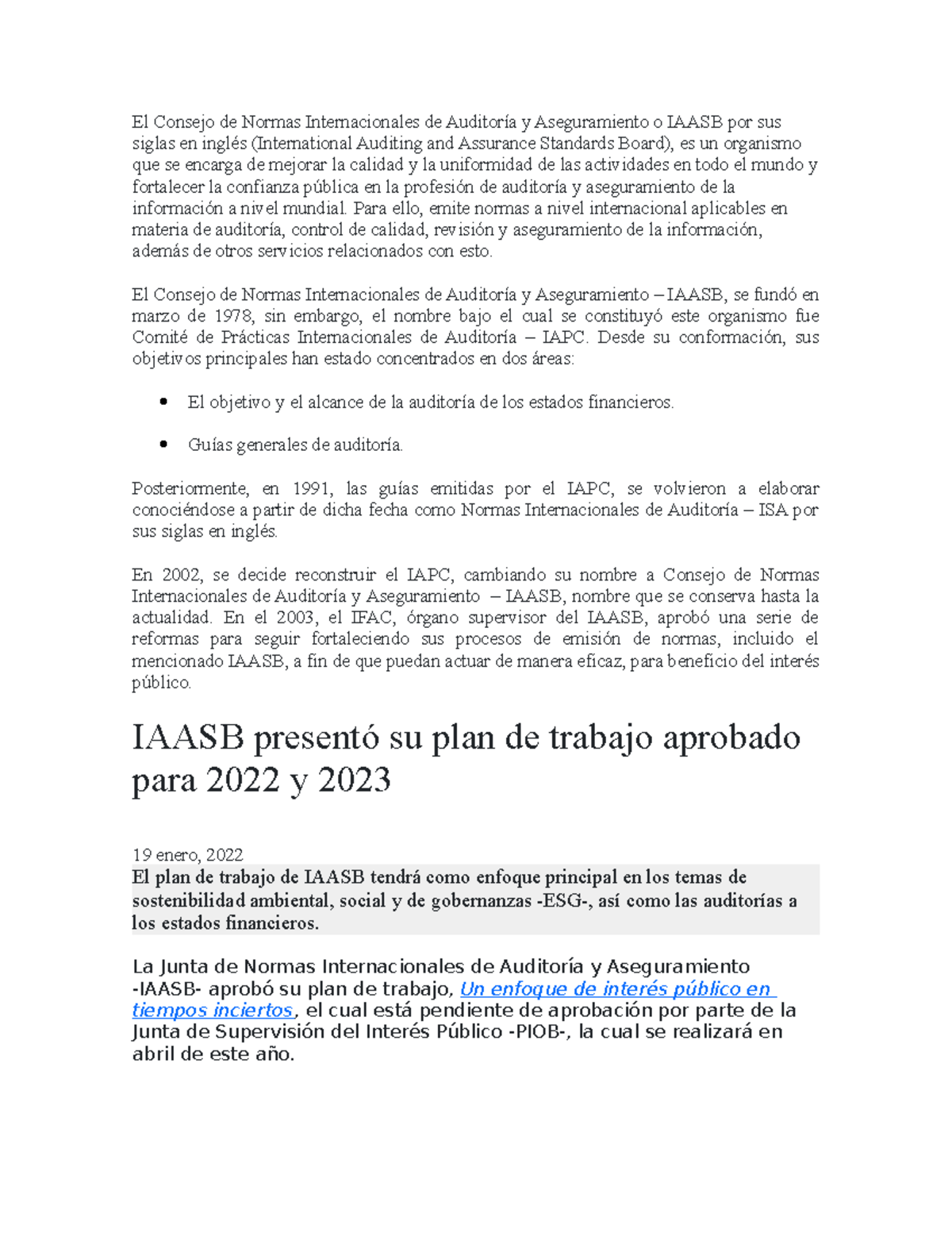 Iaasb - informativa - El Consejo de Normas Internacionales de Auditoría ...