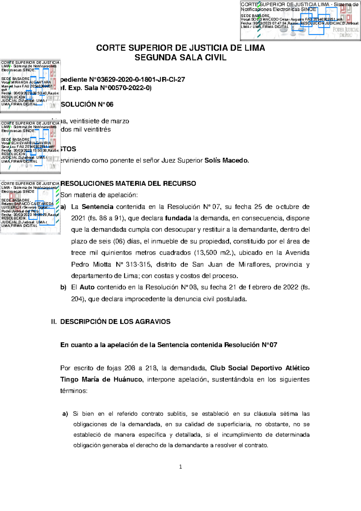 Sentencia sala civil favorable - CORTE SUPERIOR DE JUSTICIA DE LIMA ...