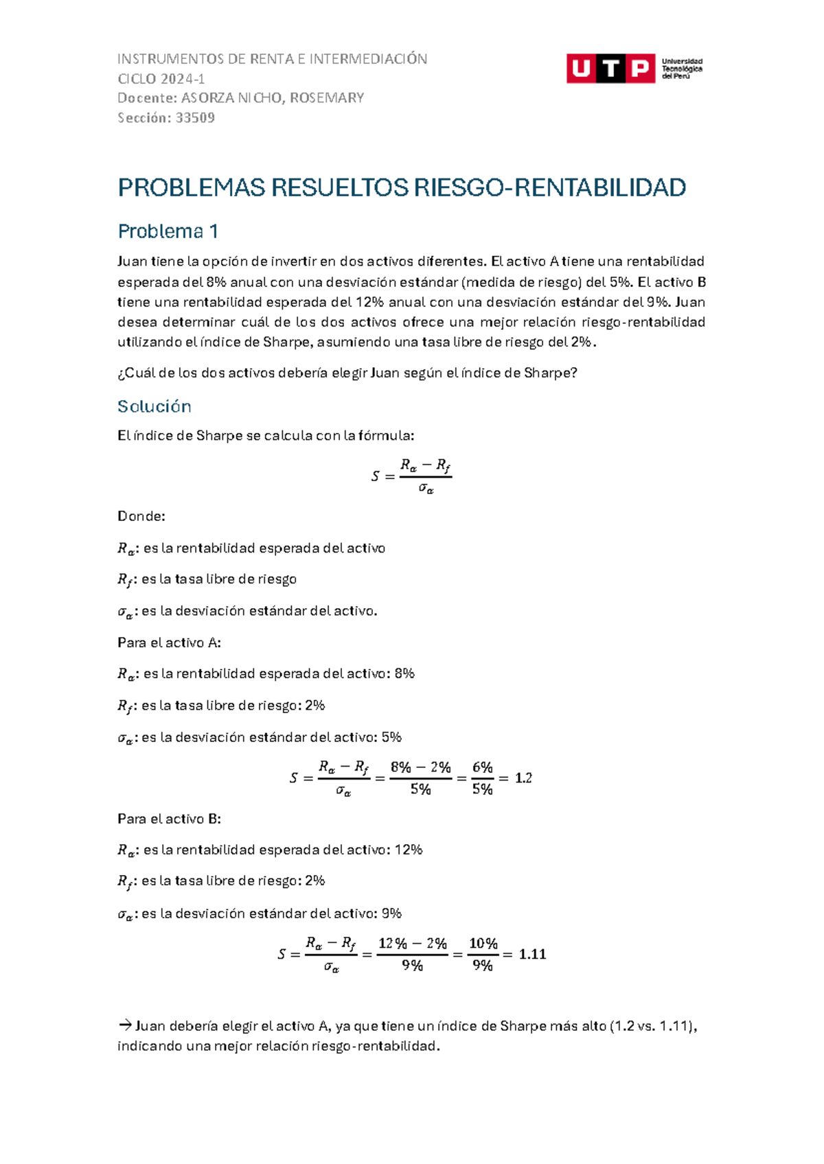 S11s1 - Problemas Resueltos Riesgo- Rentabilidad - INSTRUMENTOS DE ...