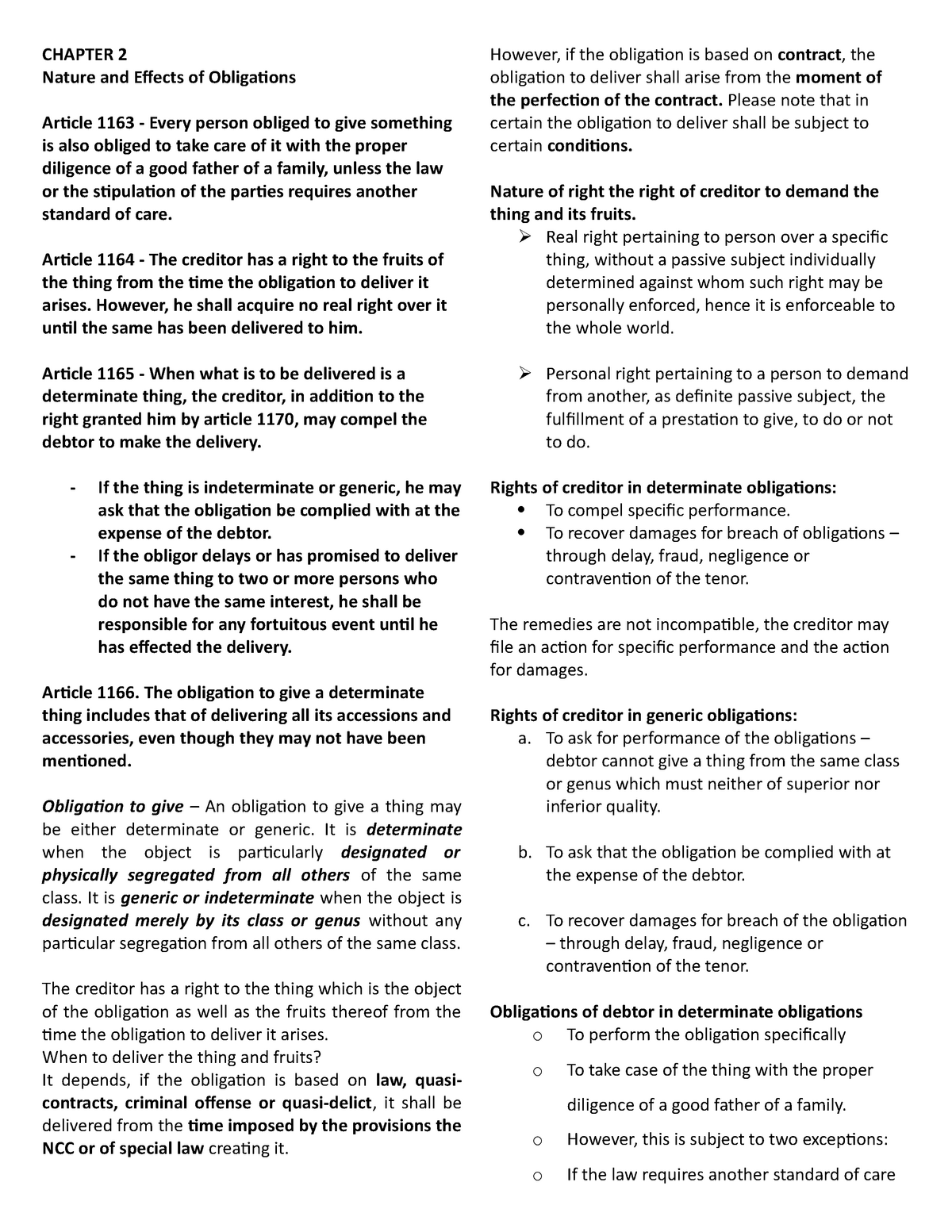 Chapter 2 - OBLICON -LAW Chapter 2 - OBLICON -LAW - CHAPTER 2 Nature ...