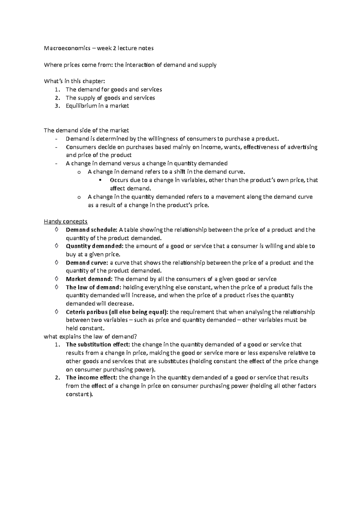 Macro lecture notes week 2 - Macroeconomics – week 2 lecture notes ...