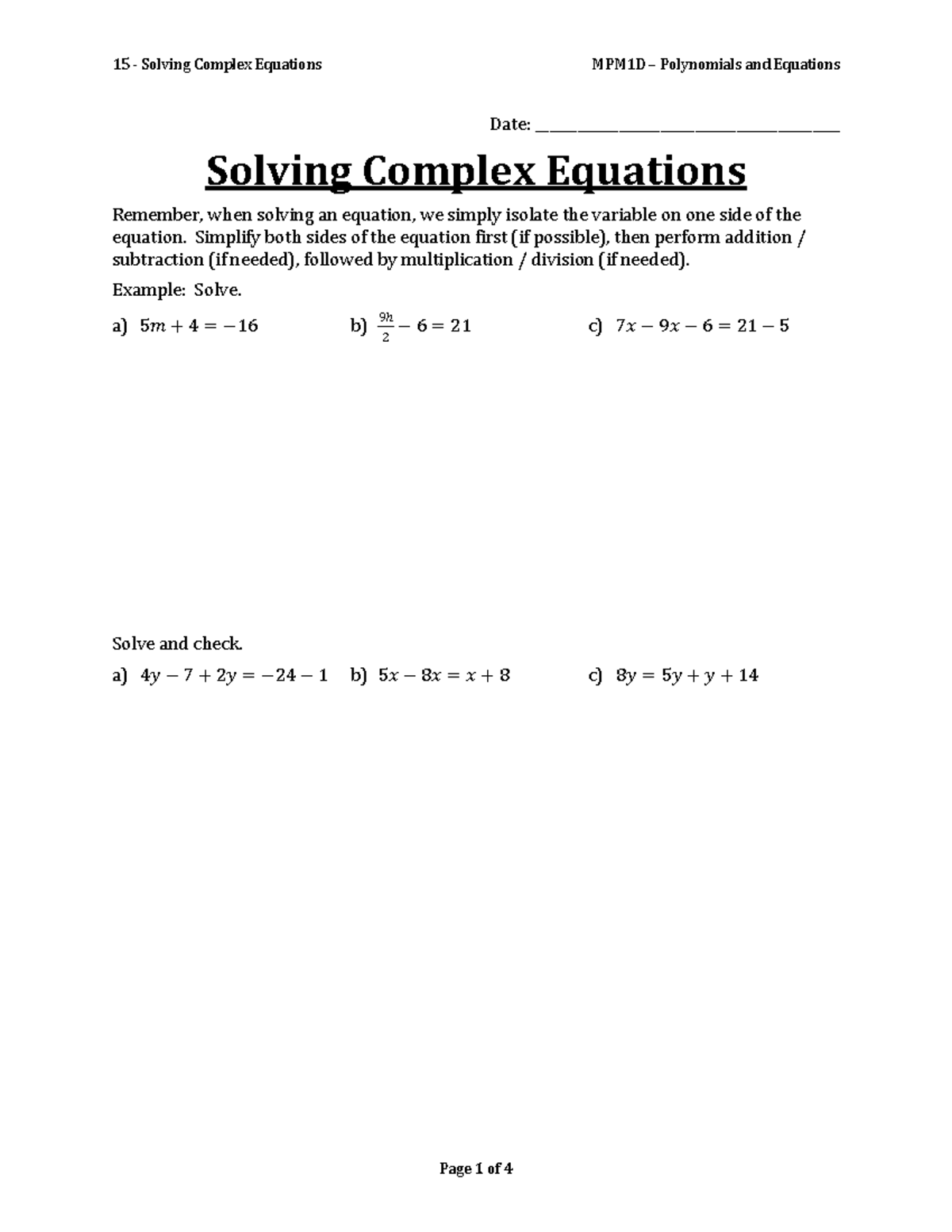 15 - Solving Complex Equations - Date ...