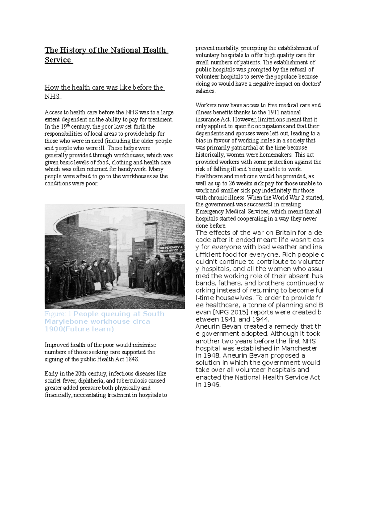 NHS unit 6 - this unit was graded distinction - The History of the ...