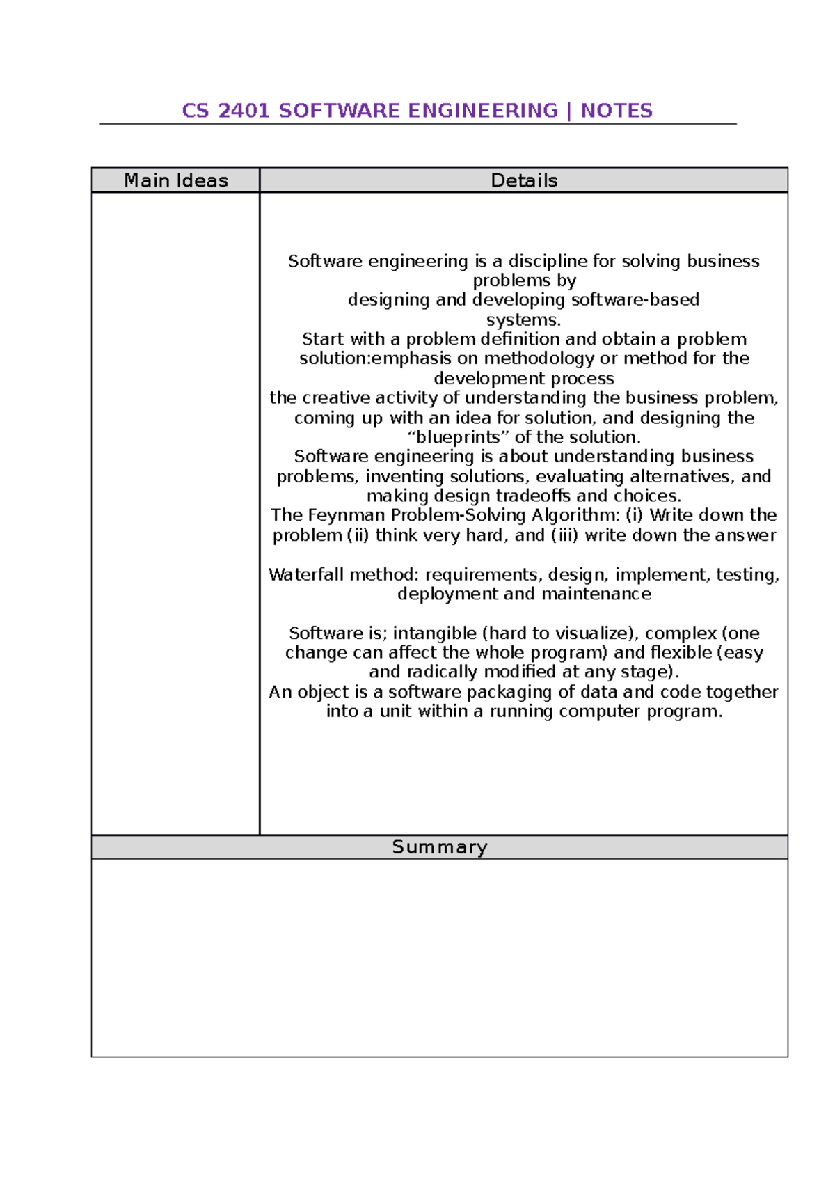 CS 2401 Software Engineering - CS 2401 - UoPeople - Studocu