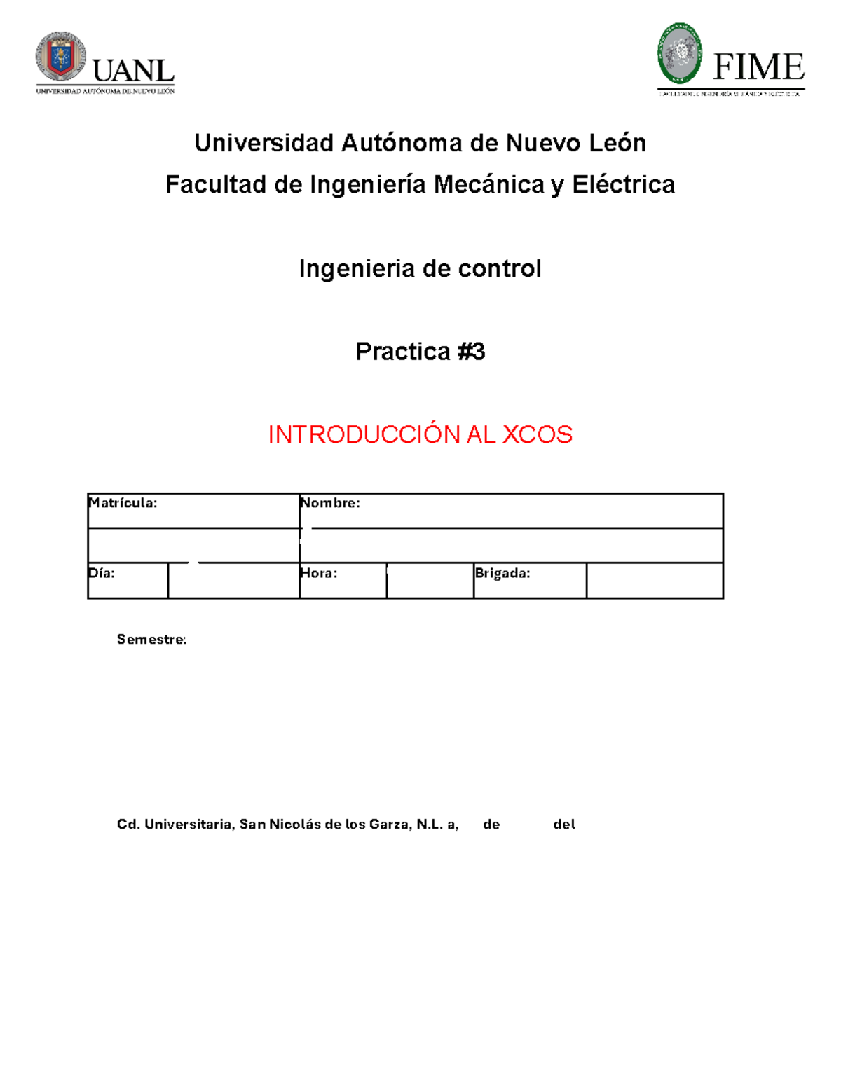 LB Ingenieria de Control P3 - Universidad Autónoma de Nuevo León ...