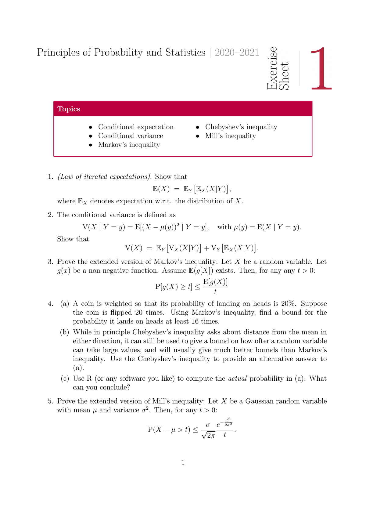 Exercises 1 - Exercise 1 Sheet - Principles Of Probability And ...