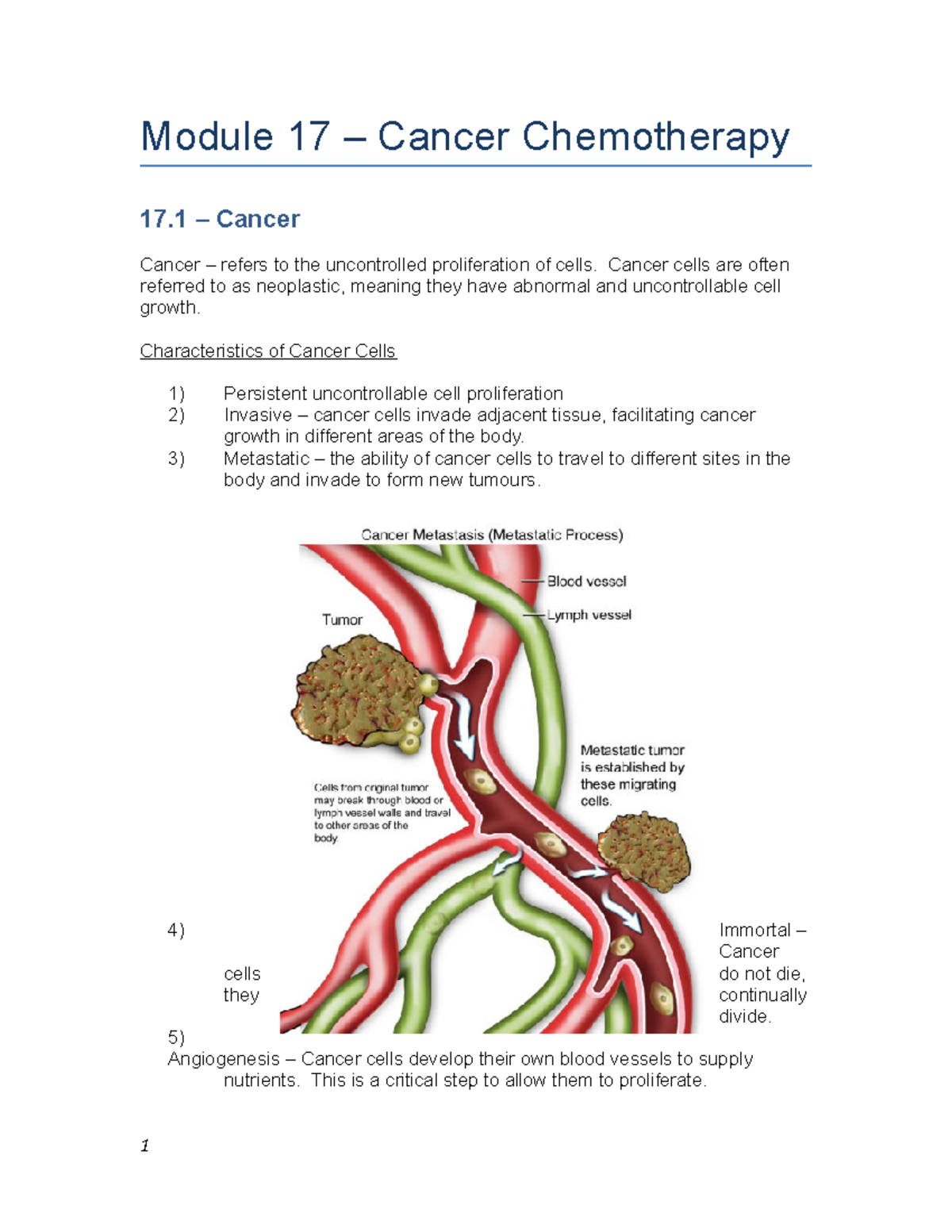 Module 17 Notes 2020 - nooo - Module 17 – Cancer Chemotherapy 17 ...