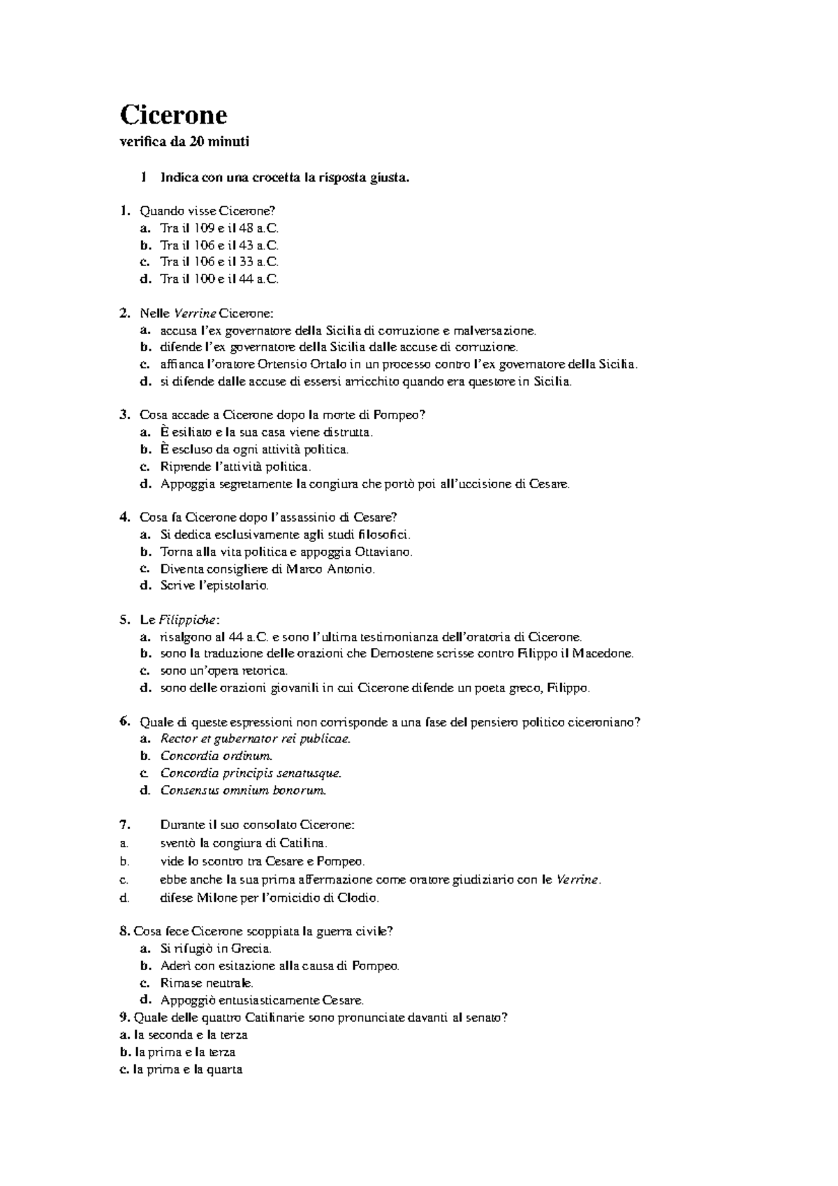 Cicerone Cicerone verifica test Cicerone verifica da 20 minuti 1