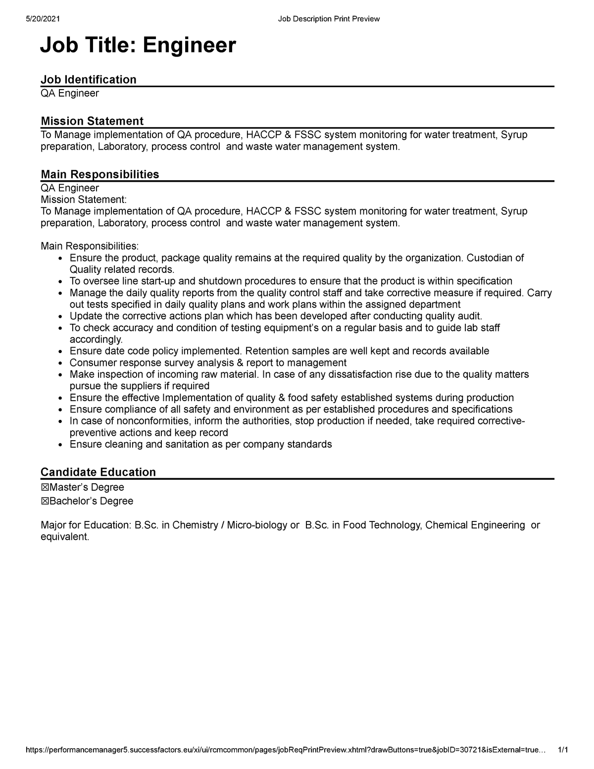 Job Description Quality Assurance Engineer 5 20 2021 Job Description   Thumb 1200 1553 