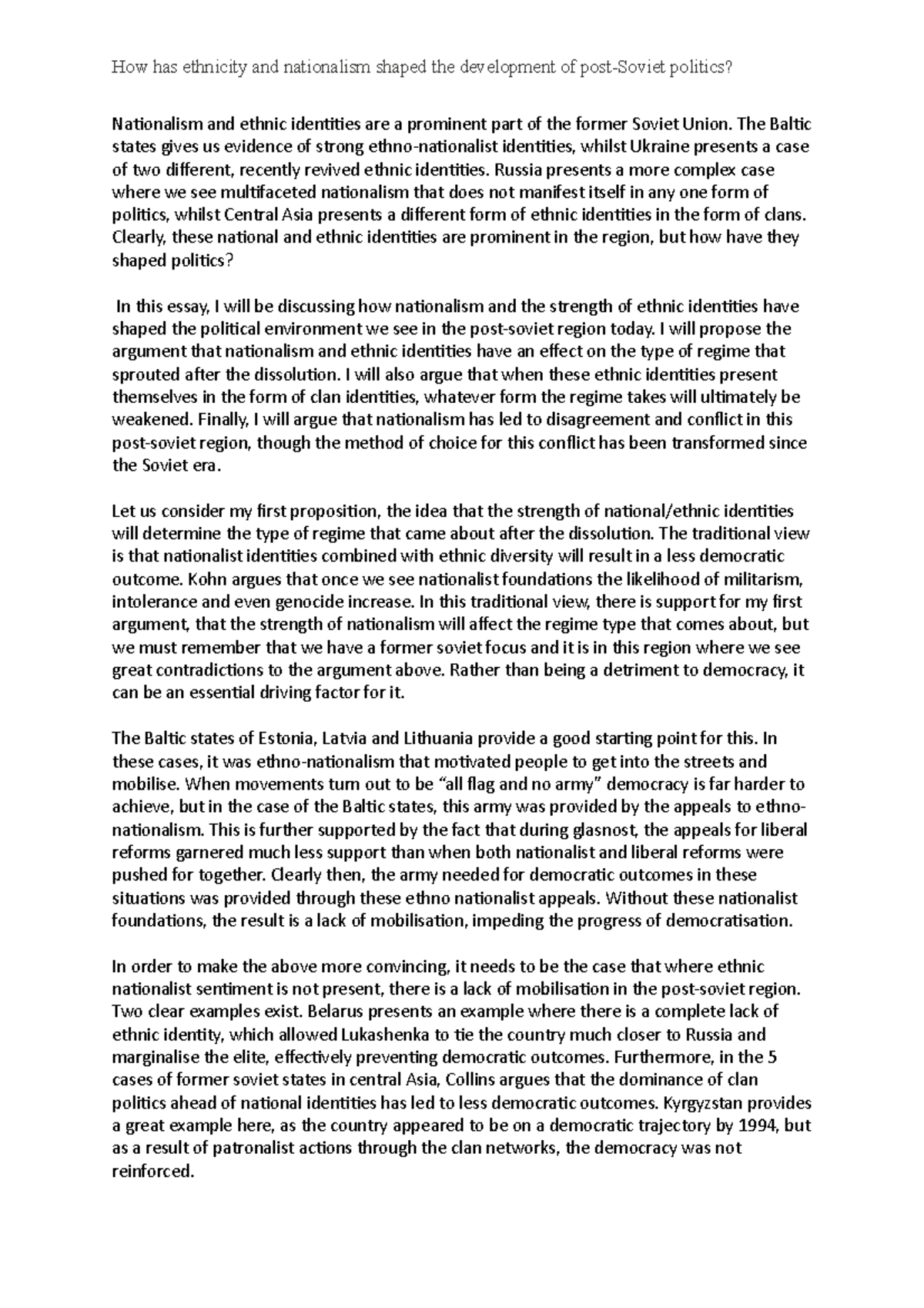 Russia Essay 5 - Nationalism and ethnic identities are a prominent part ...