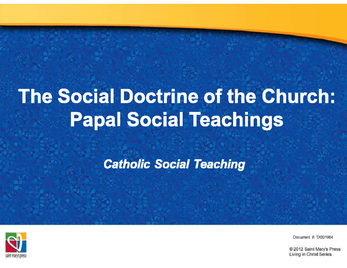 Papal teachings Technical Vocational Livelihood Track Studocu