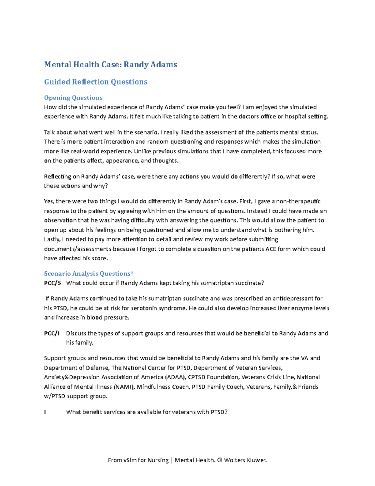 Mental Health Randy Adams GRQ Mental Health Case Randy Adams Guided