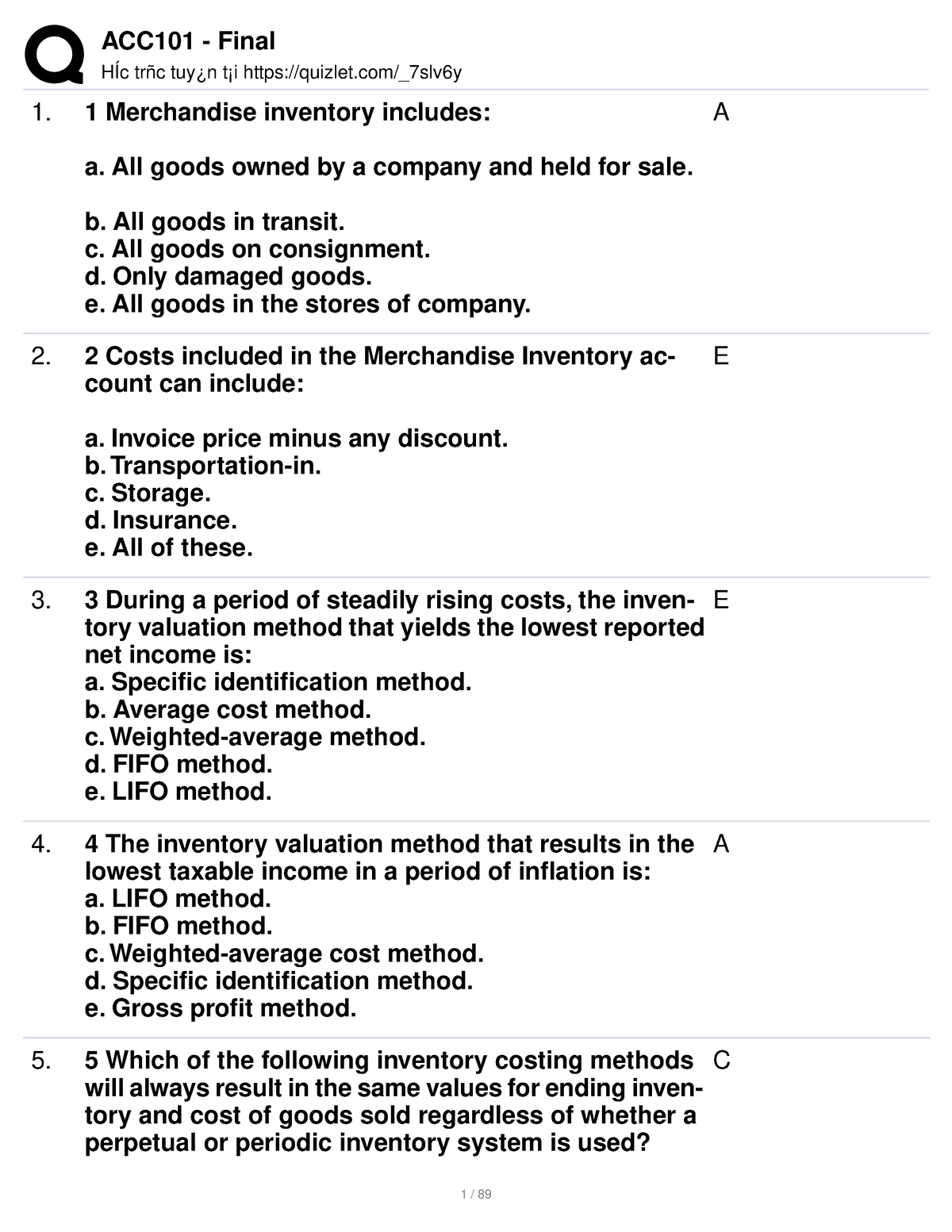 FE ACC101 - Final Exam - HÍc Trñc Tuy¿n T¡i Quizlet/_7slv6y 1 ...