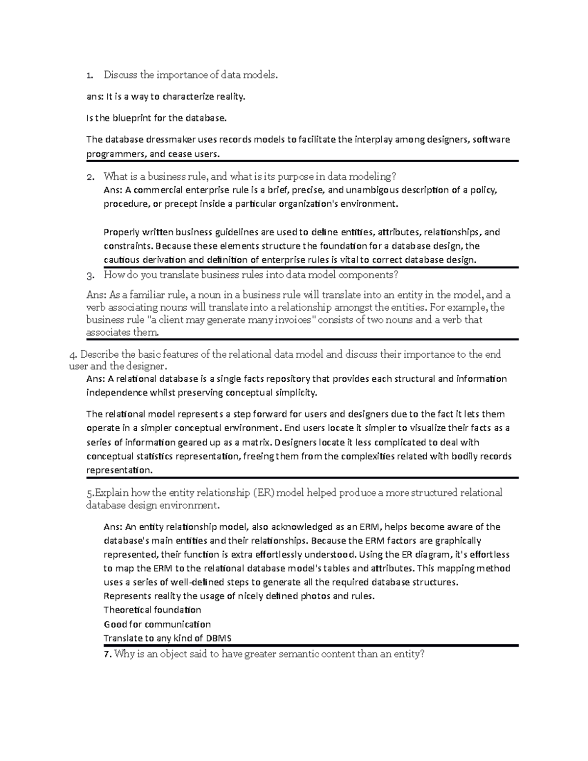 Module 2 review questions - Discuss the importance of data models. ans ...