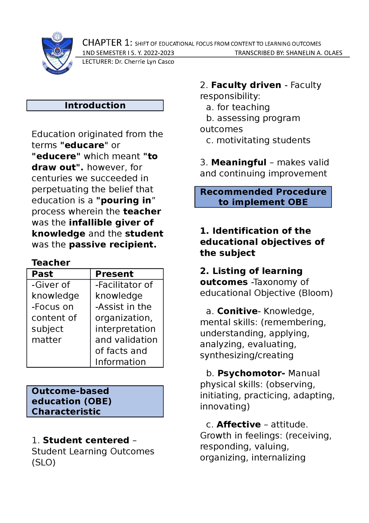 Assessment In Learing 1 Reviewer - CHAPTER 1: SHIFT OF EDUCATIONAL ...