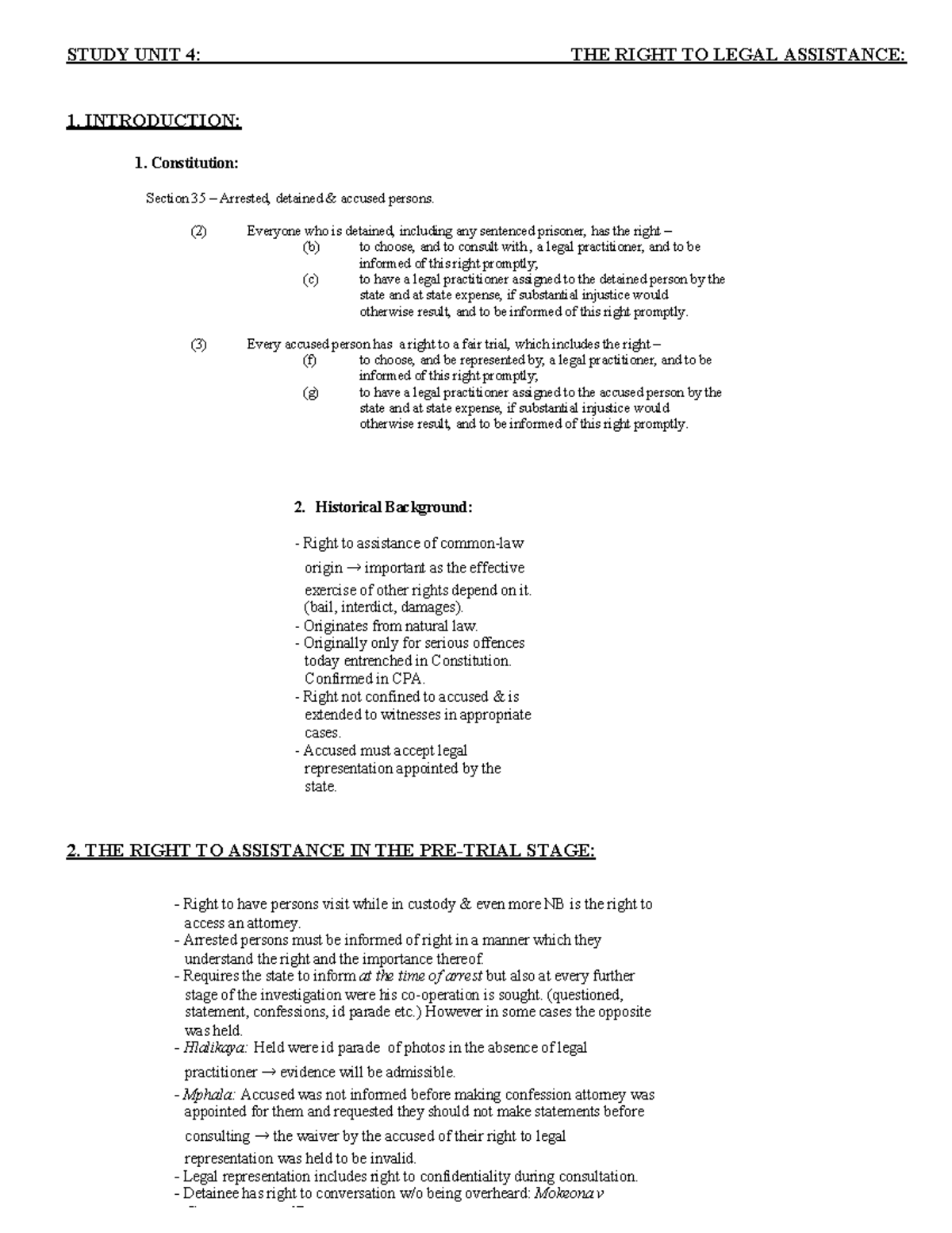 CMP2601 4 The right to legal assistance - STUDY UNIT 4: THE RIGHT TO ...