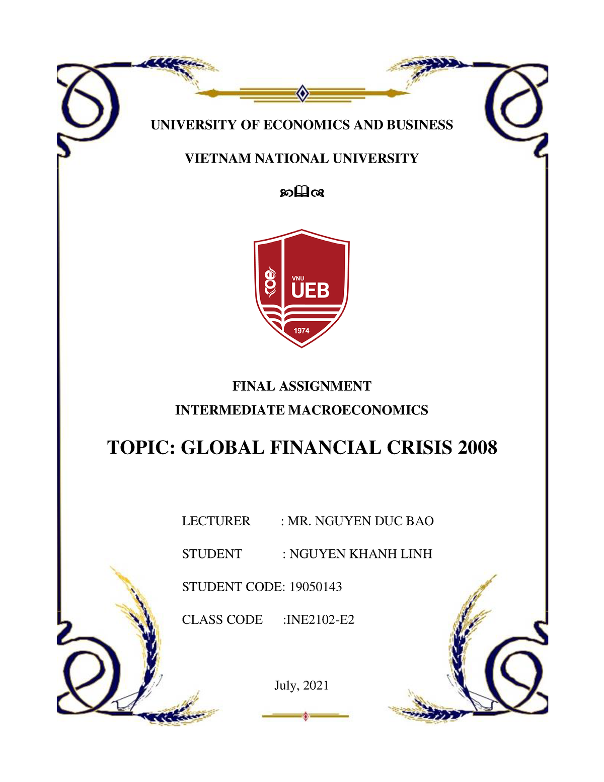 global financial crisis thesis