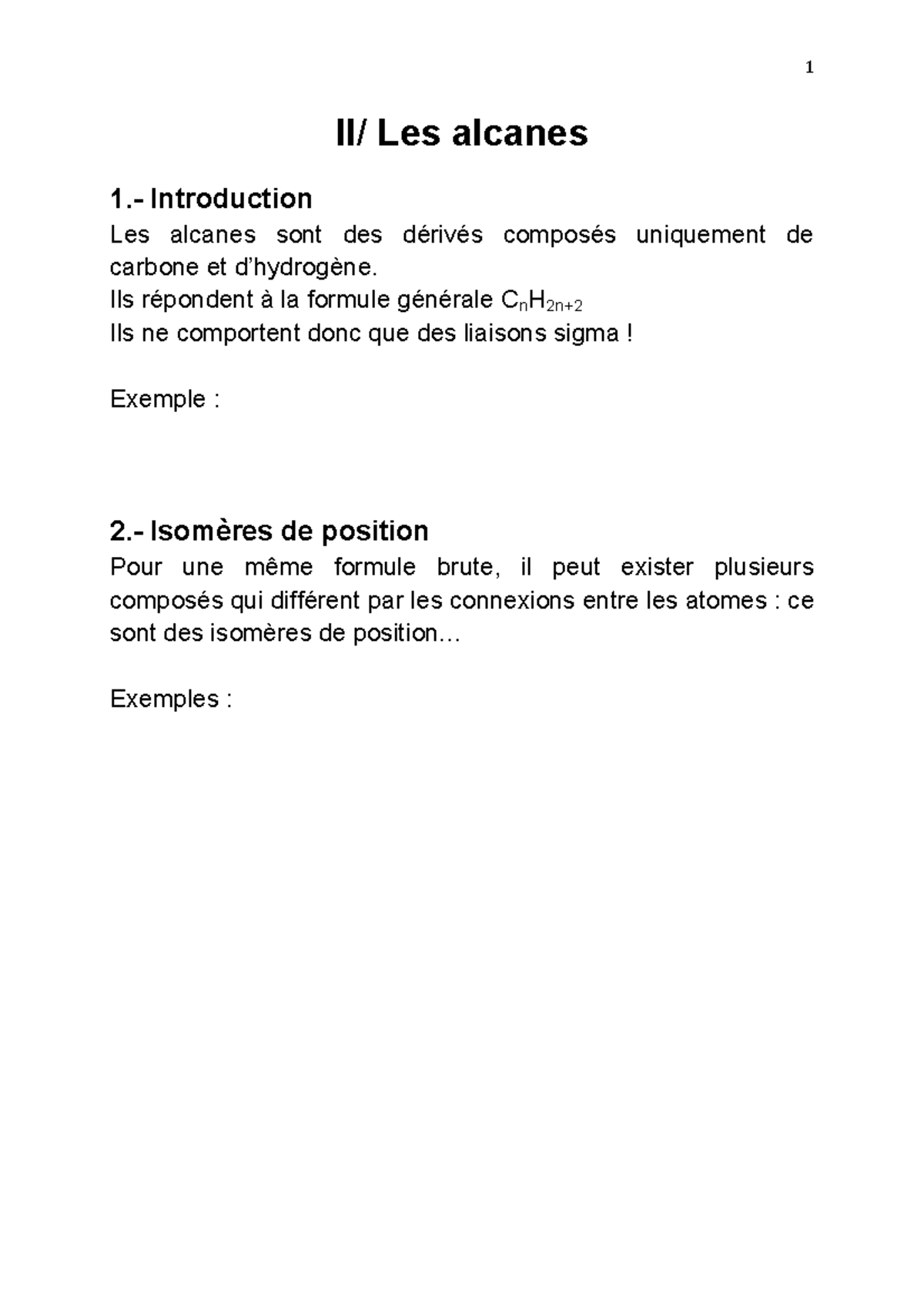 L2 ICO 2 - II/ Les Alcanes 1.- Introduction Les Alcanes Sont Des ...