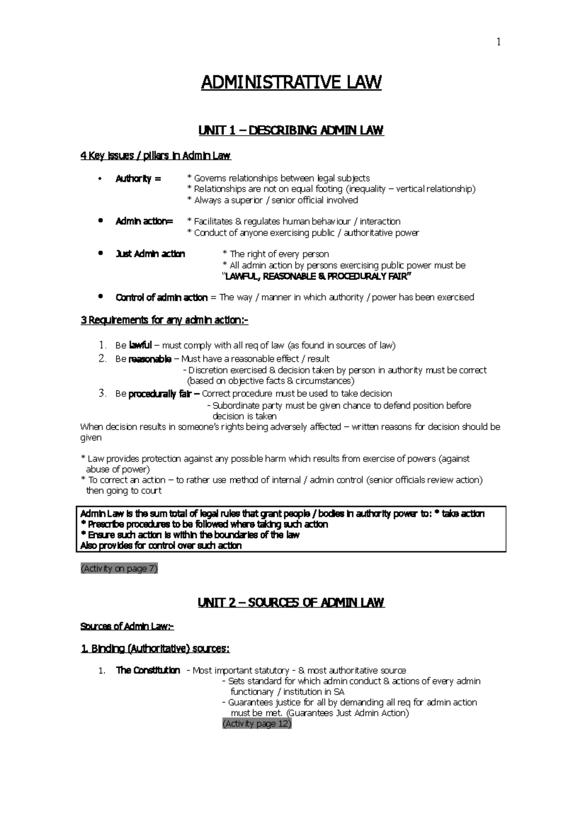 adl2601-adl-summary-notes-1-administrative-law-unit-1-describing-admin-law-4-key-issues