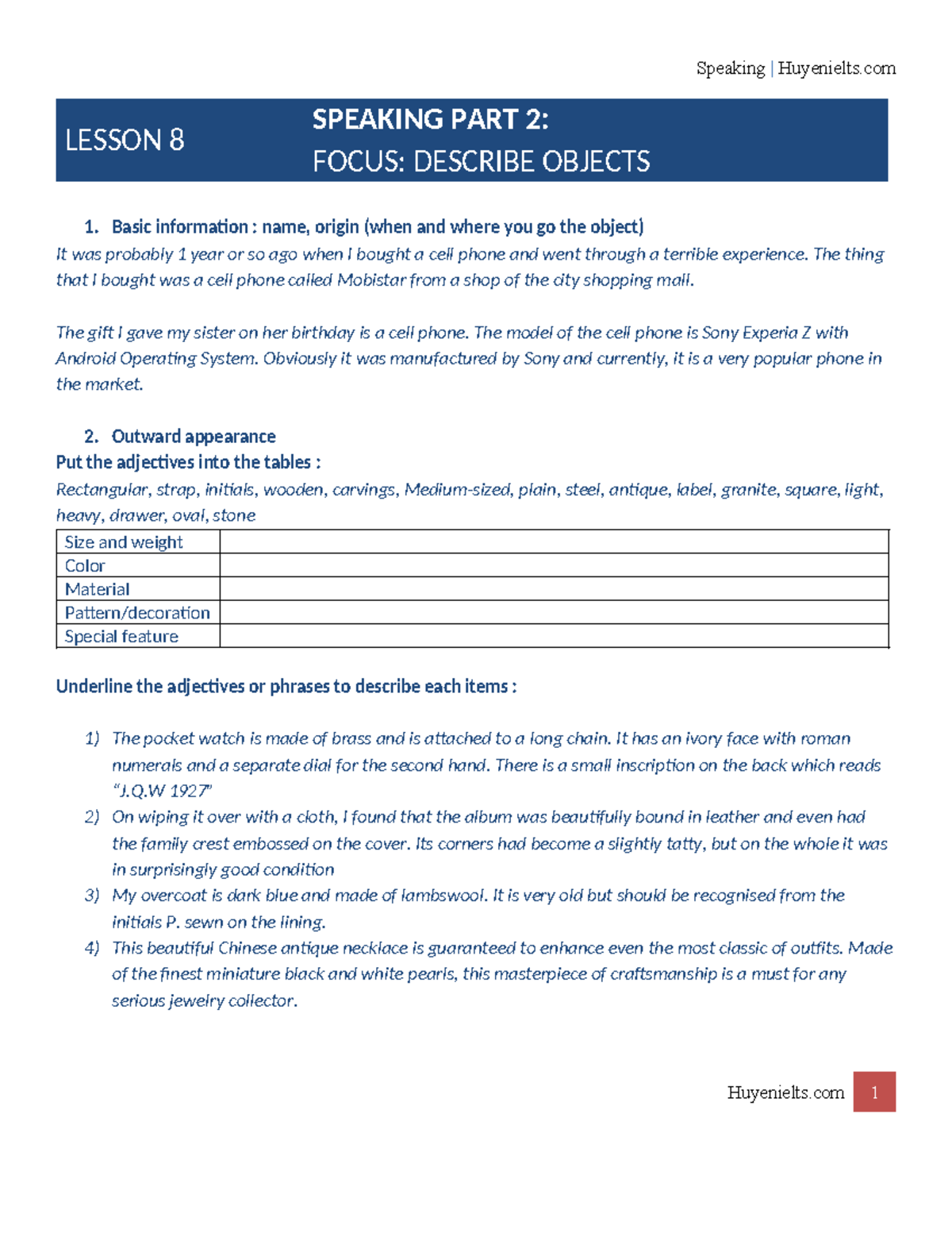 -SPEAKING-INTENSIVE-Part-2-Describe-objects - LESSON 8 SPEAKING PART 2 ...