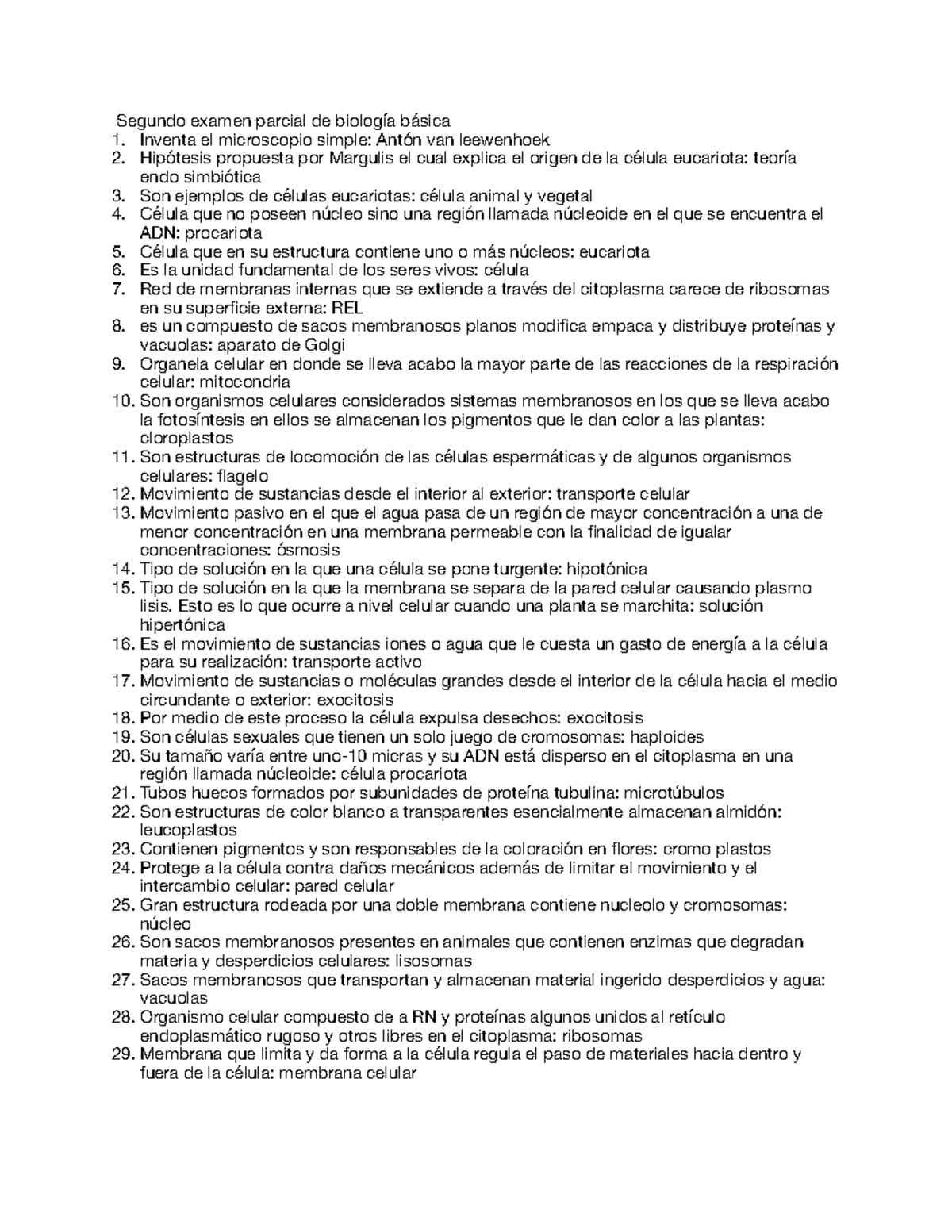 Segundo Examen Parcial De Biología Básica - Segundo Examen Parcial De ...