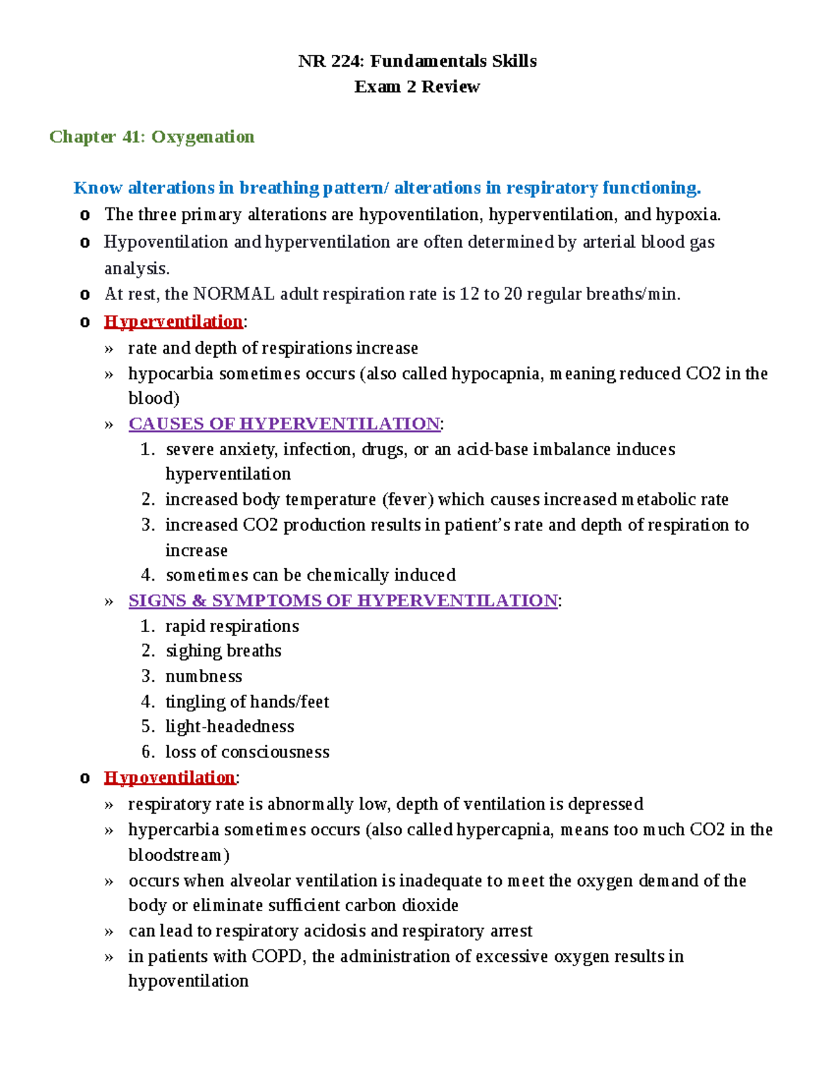 NR 224 Exam 2.docx Copy - Notes - NR 224: Fundamentals Skills Exam 2 ...