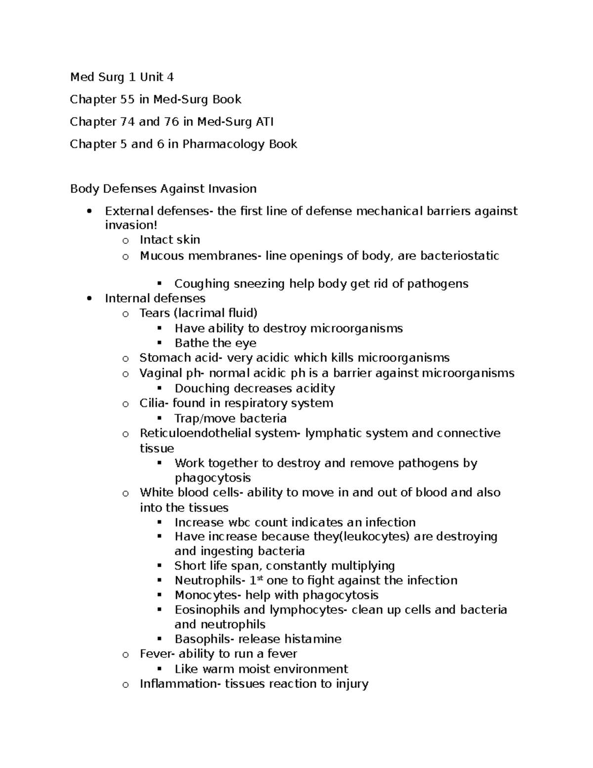 Med Surg 1 Unit 4 - Medical surgical lecture notes from December to ...