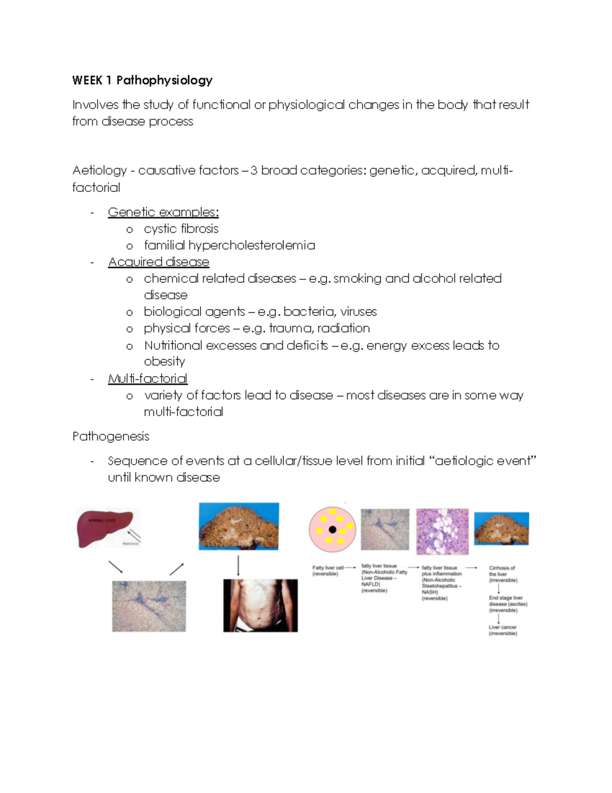 MEDI 212 Notes - WEEK 1 Pathophysiology Involves the study of ...