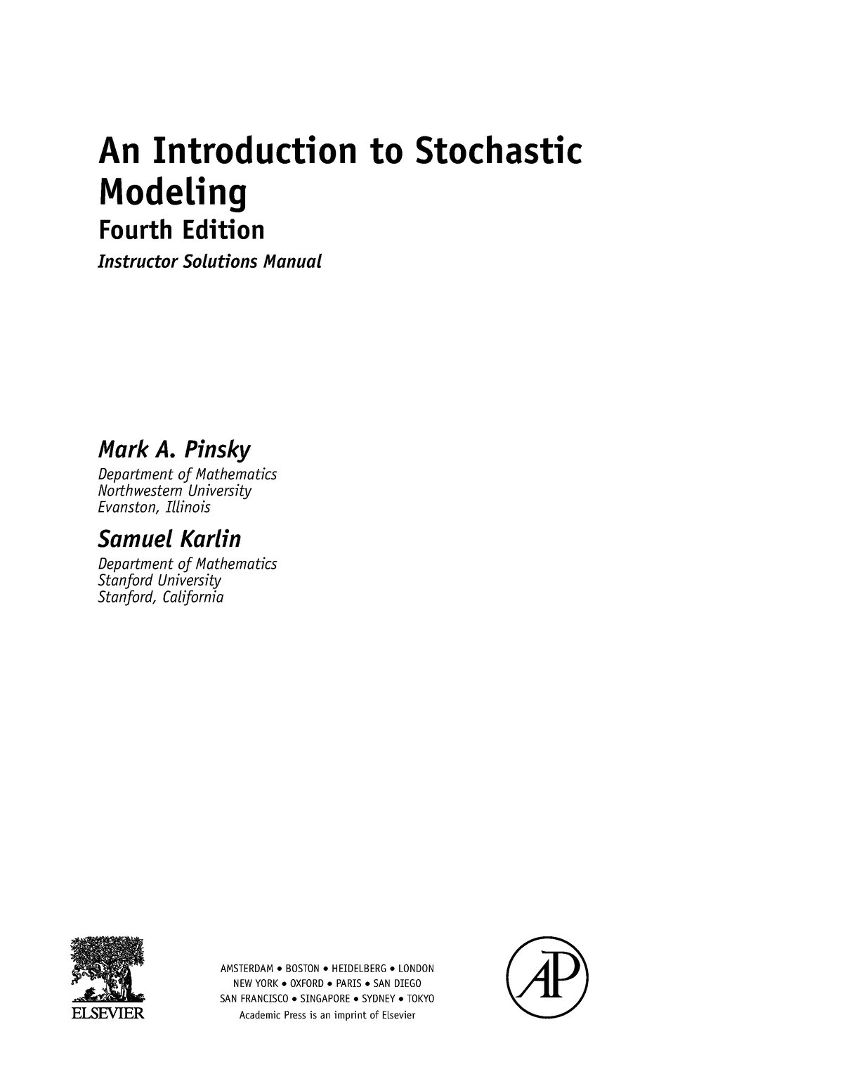 An Introduction To Stochastic Modeling (Solutions) - An Introduction To ...