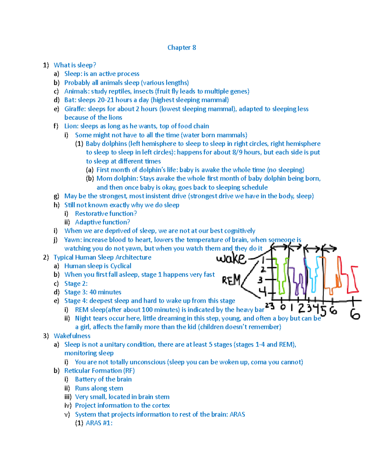 Study - Notes for Exam 2 - Chapter 8 What is sleep? a) Sleep: is an ...