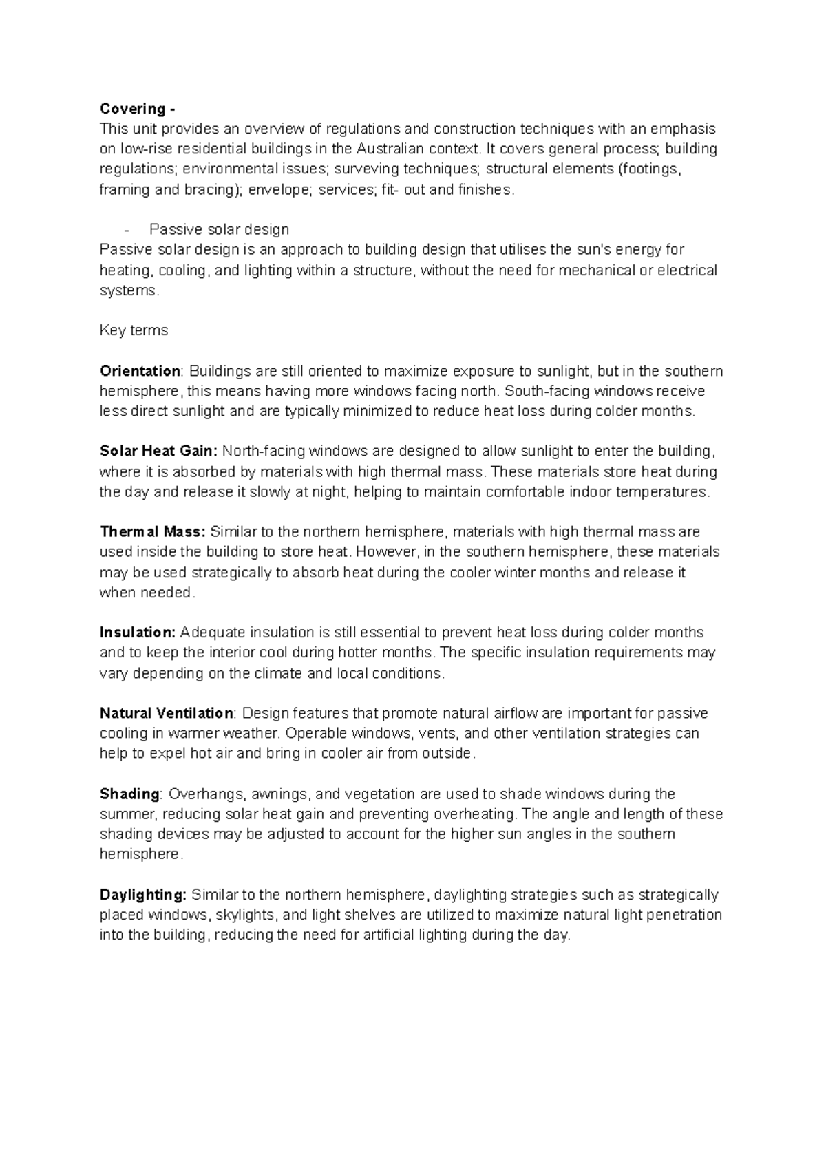 Residential building Lesson 1. - Covering - This unit provides an ...
